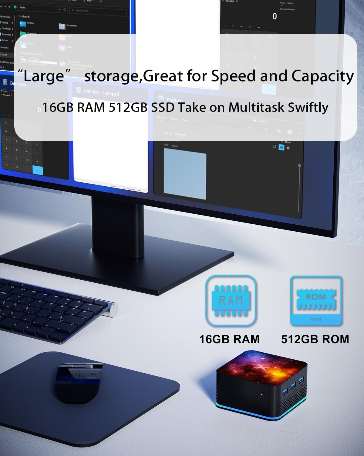 SUKOTOP Mini PC Alder Lake-N95 (fino a 3,4 GHz) 12th 16 GB LPDDR5 512 GB ROM M.2 SSD Mini Computer Dual RJ45 Gigabit Ethernet 4K 3 Display Dual-Band WiFi 3*USB3.1