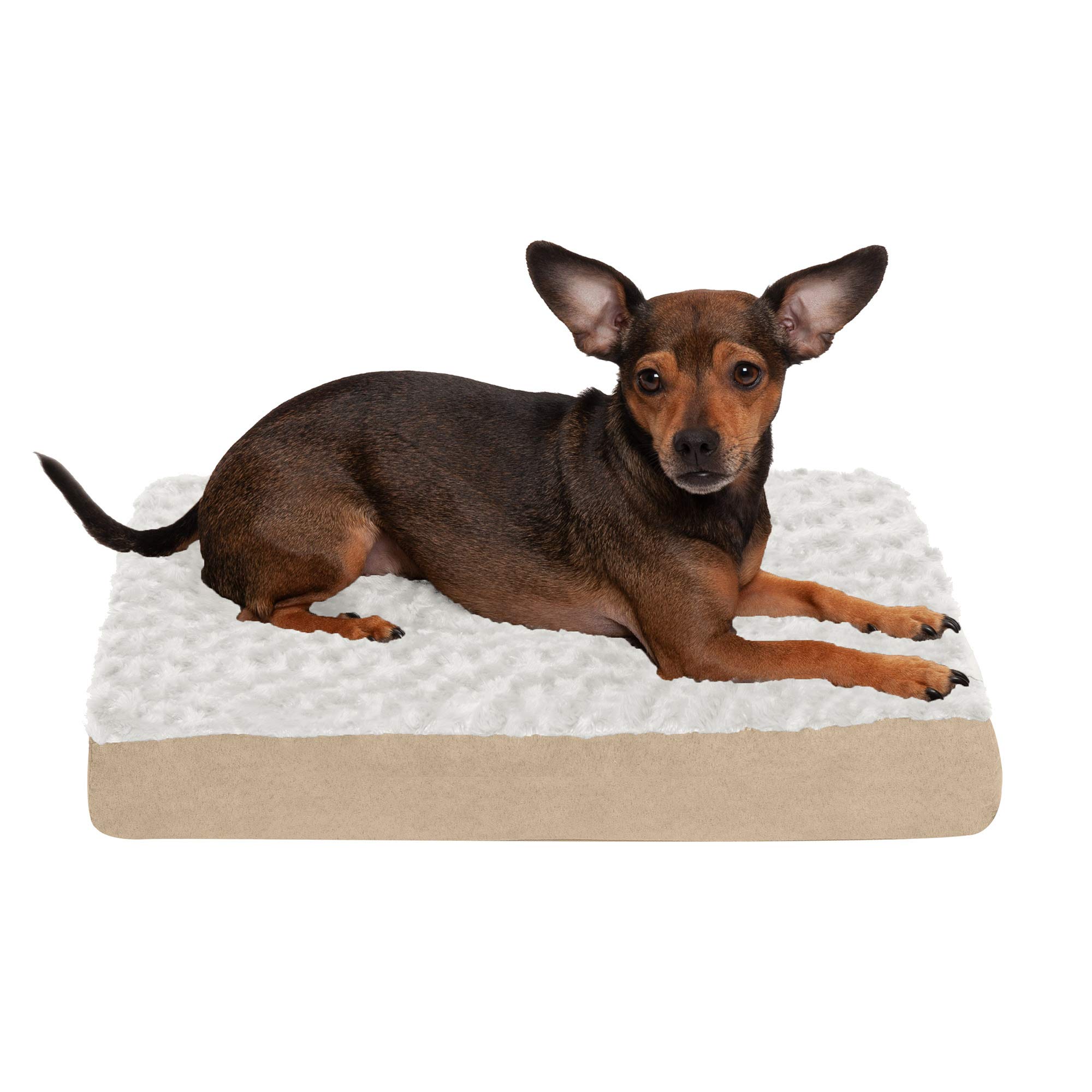 Furhaven Small Memory Foam Dog Bed Ultra Plush Faux Fur & Suede