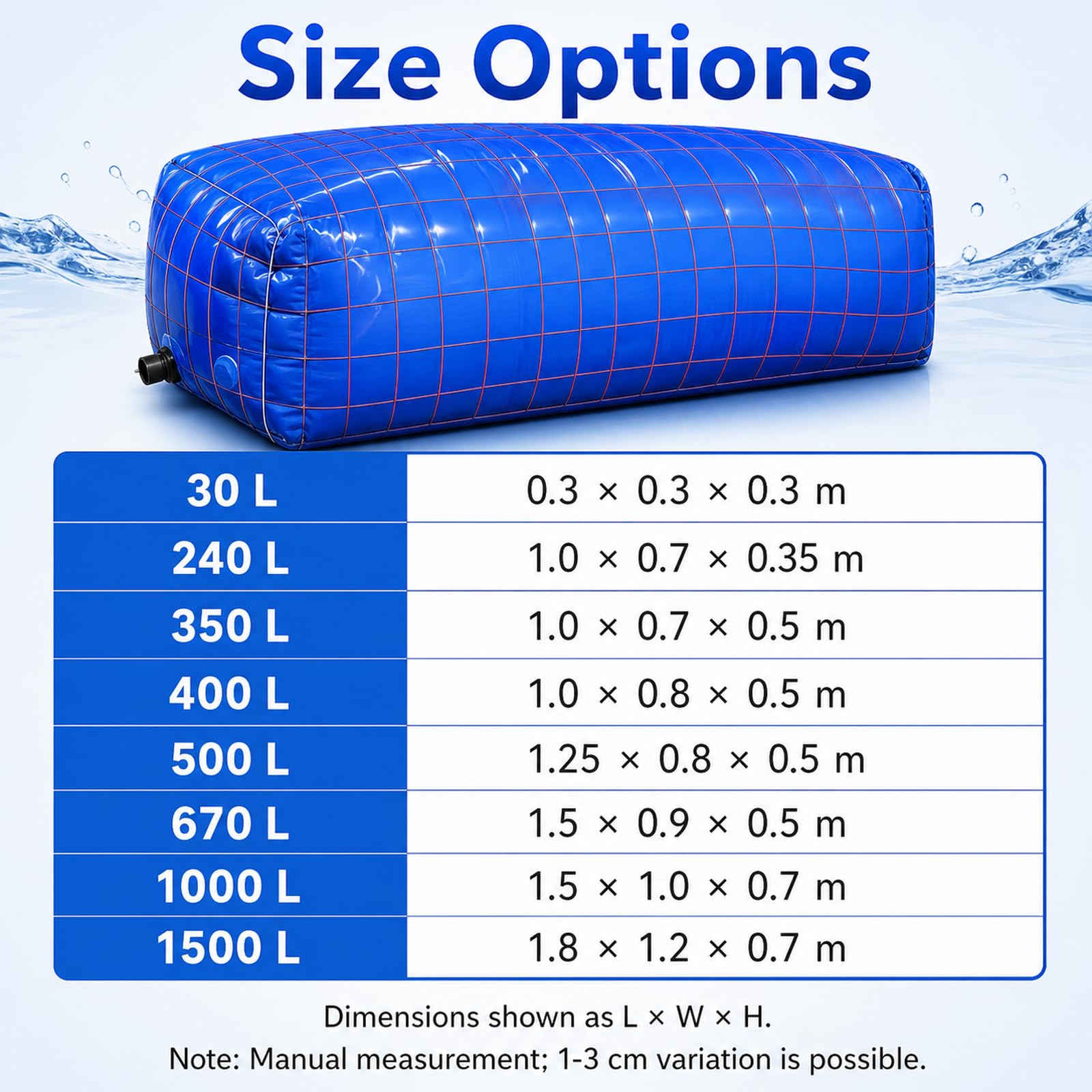Vejiga De Agua Plegable,Contenedor De Emergencia Tanque De Agua,Bolsa De Almacenamiento De Agua PortáTil,FáCil De Usar,para DepóSito De Agua JardíN,Camping
