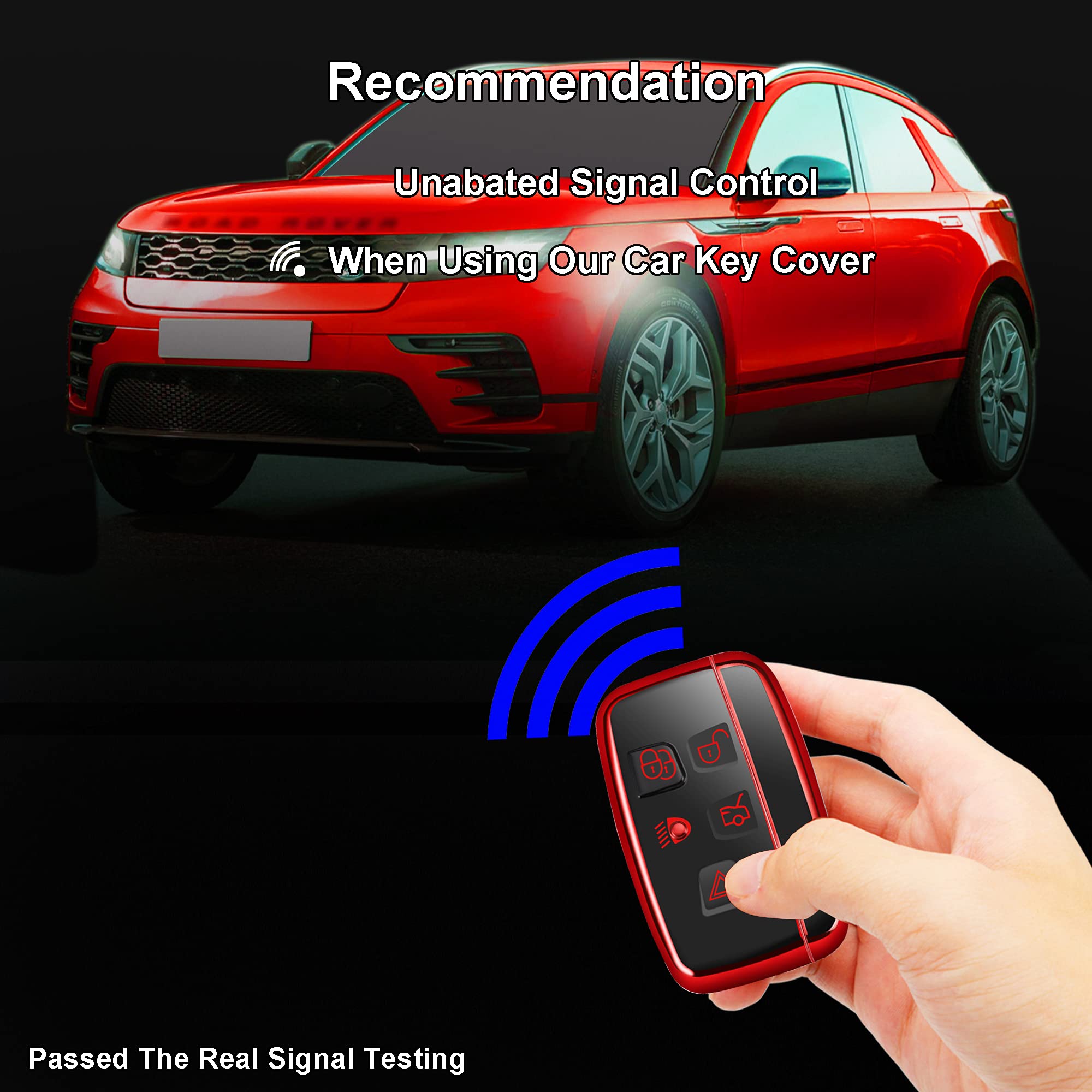 KASER Coque Silicone TPU Bleu Chromé Pour Clé Range Rover, Land Rover Discovery 4, Evoque, Jaguar XE XF XJ F-Pace - Protection Élégante