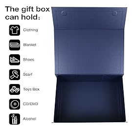 Aimyoo Navy Blue Collapsible Gift Box with Magnetic Closure Lids 10.5x7x3 in, Medium Bridesmaid Groomsman Proposal Boxes, Rectangle Present Box for Graduation Birthday Storage (1 Pack)