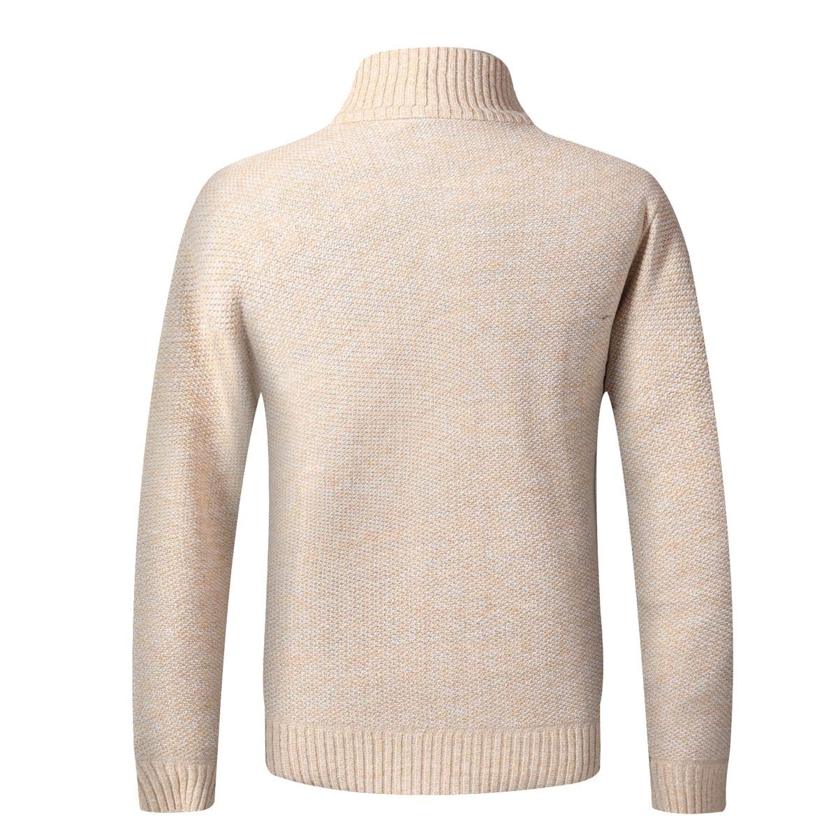 Sliktaa Gilet Cardigan Veste pour Hommes Grosse Maille avec Col Droit Slim Fit Manteau 8 Couleurs