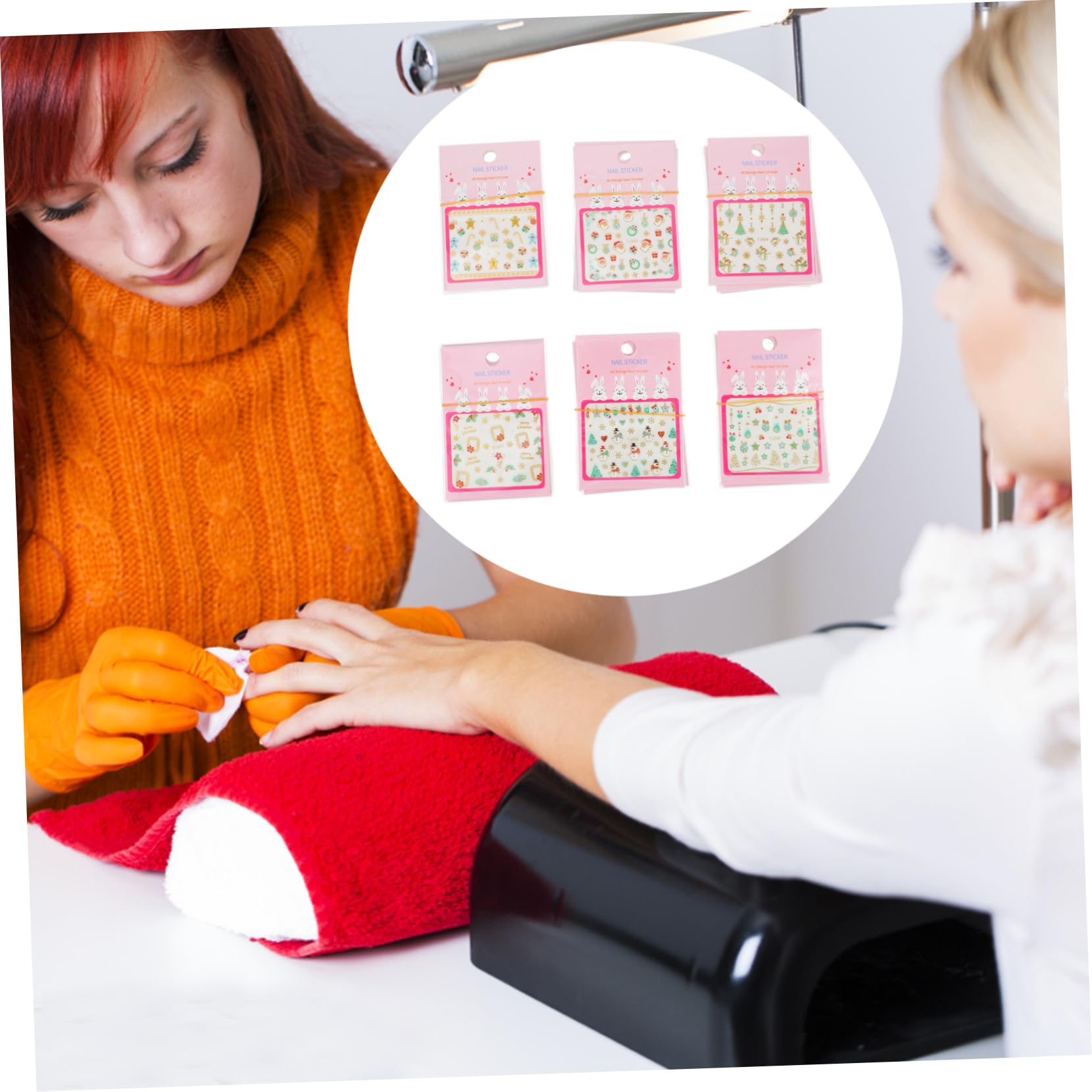 Healeved 2 Set di Adesivi Autoadesivi per Nail Art Natalizia - Fiocco di Neve Pupazzo di Neve Babbo Natale Perfetti per Decorazioni per Manicure Fogli * 2