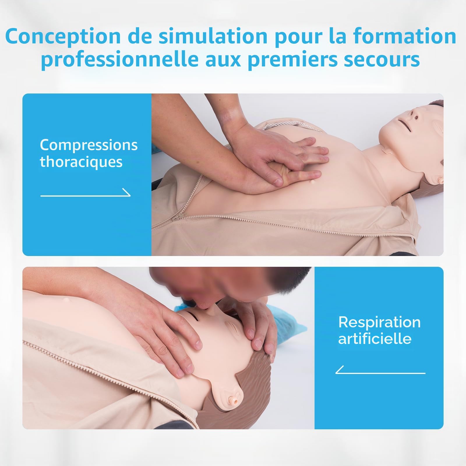 Mannequin de Rcp Adulte, Professionnel Mannequin Rcp de Formation, Secourisme Mannequin de Formation avec Sac de Transport Pour Formation Aux Premiers Secours