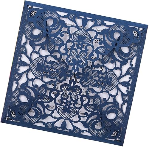 20Pcs Laser Cut Wedding Invitations Cards Sets, 5.9 * 5.9 Inches with Envelope, Blank Inner Sheet, for Bridal Shower, Engagement Party, Weddings