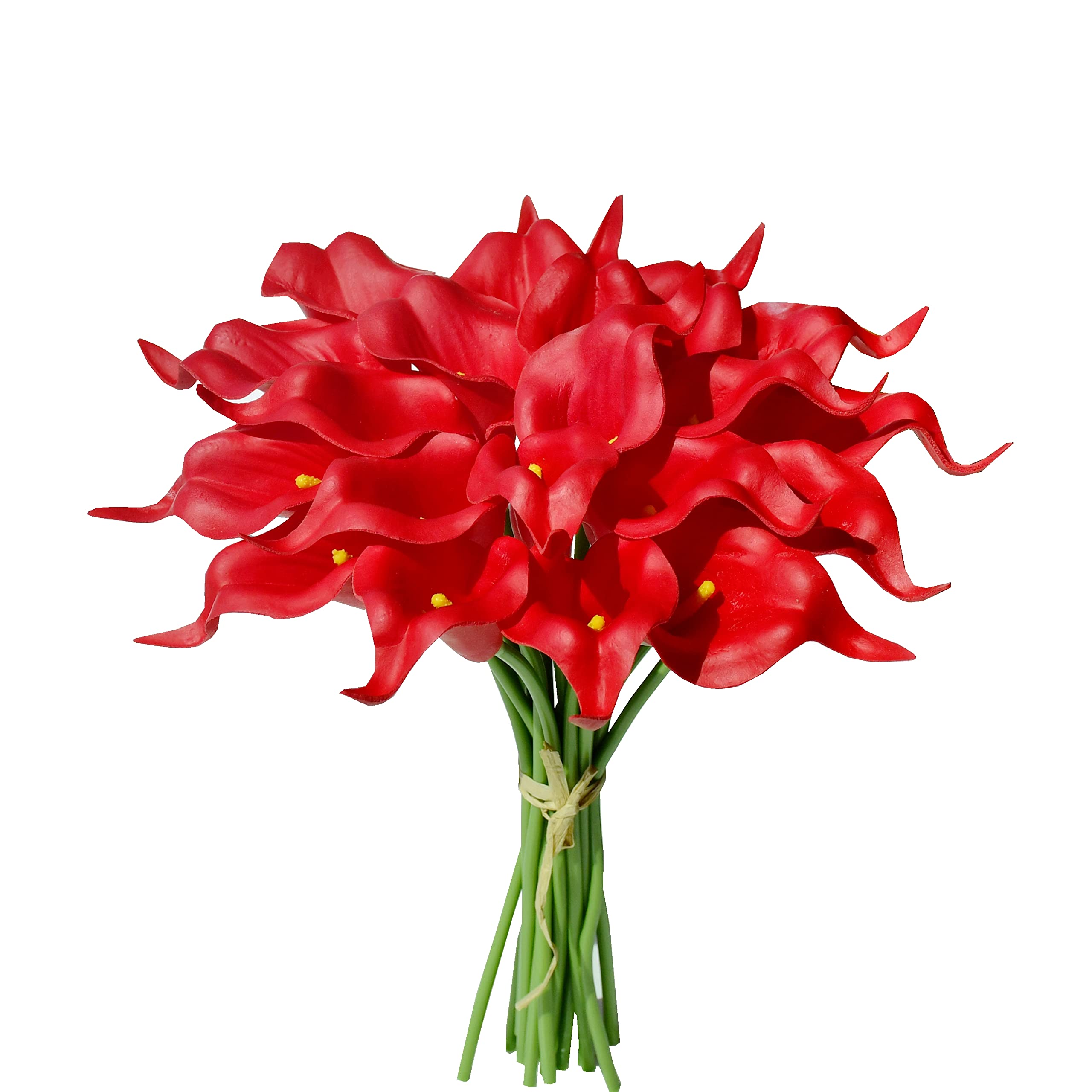 Mandy's 20pcs Red Flowers Artificial Calla Lily Silk Flowers 13.4" for Home Kitchen & Wedding (vase not Include)