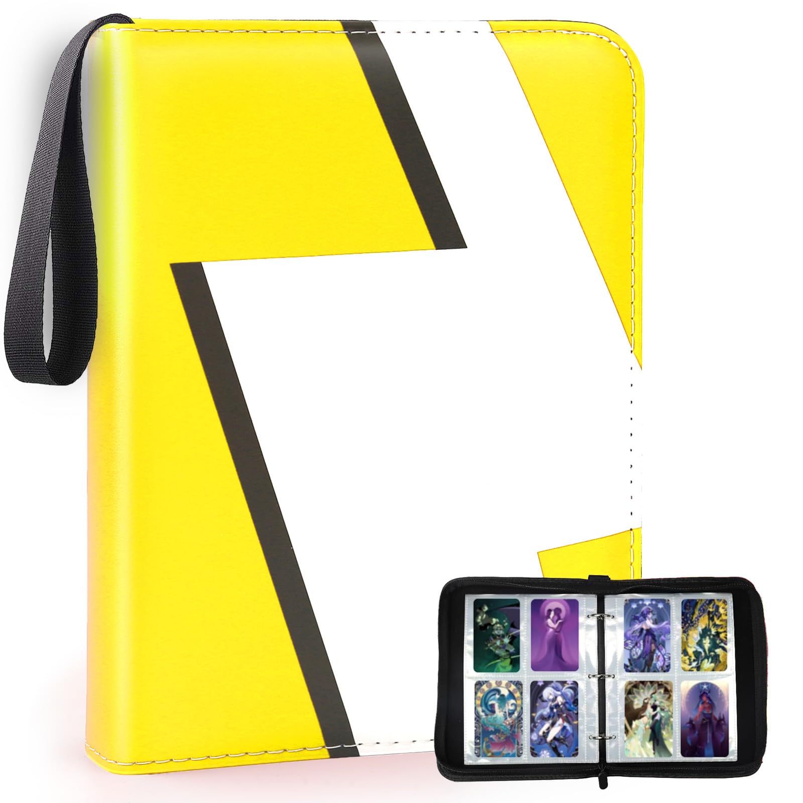 Classeur de cartes à 4 poches avec 50 pochettes en cuir PU pour cartes de jeu