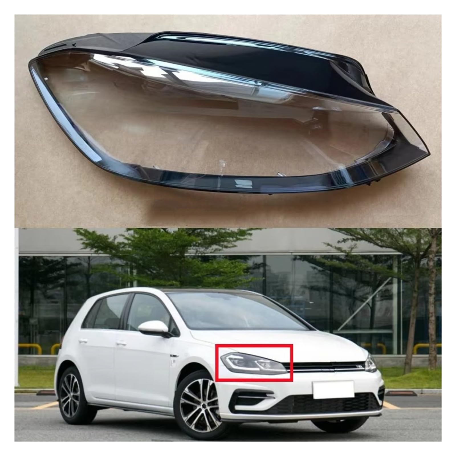 Faro Anteriore Copriobiettivo Coprifaro Trasparente Paralume Per VW Per Golf 7.5 2018 2019 2020(Left Right)