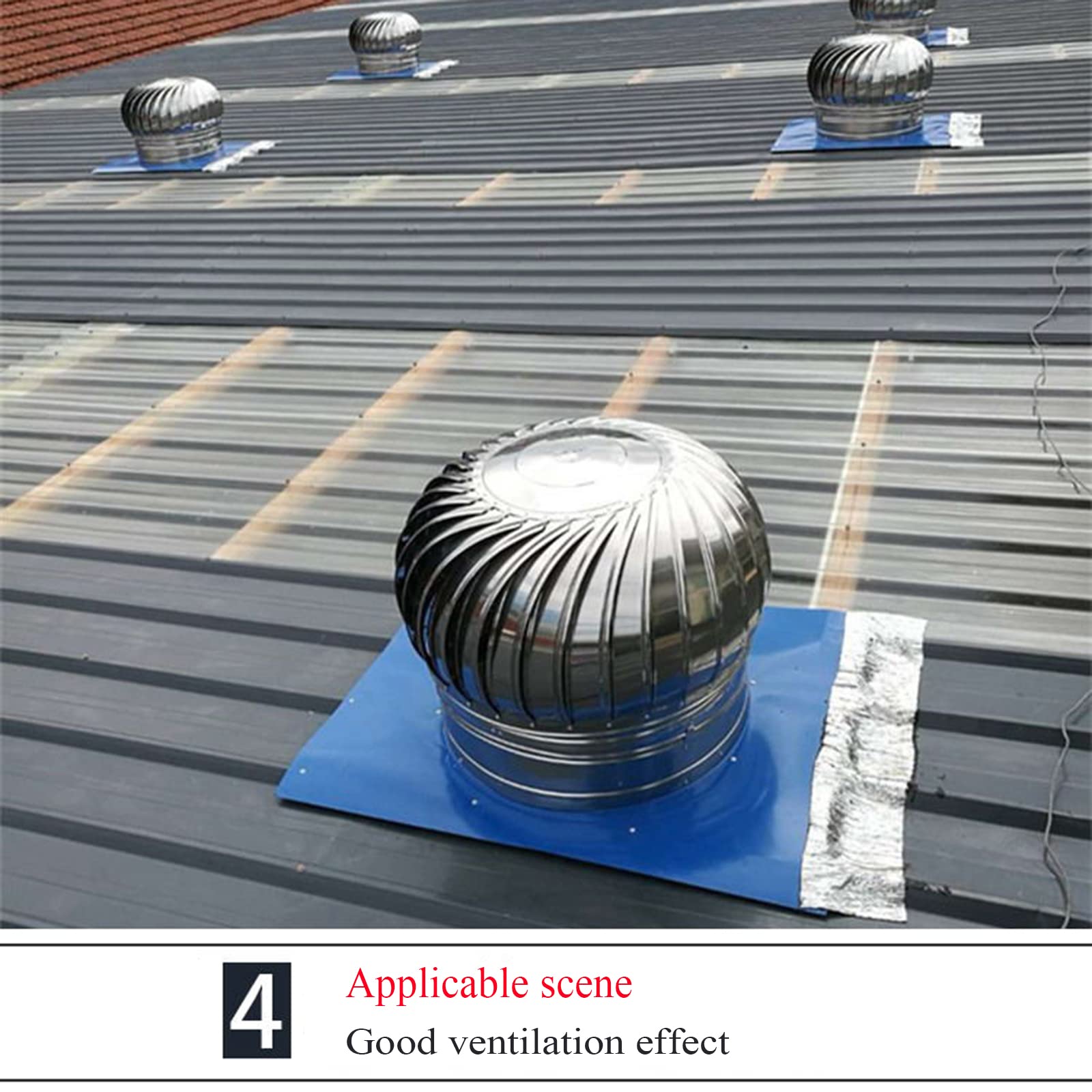 Cappello di Ventilazione per Tetto in Acciaio Inox, Ventilatore da 500 mm con Base a C - Copertura per Camino antiriflusso a Risparmio energetico, Adatta per abitazioni, fabbriche, soffitte