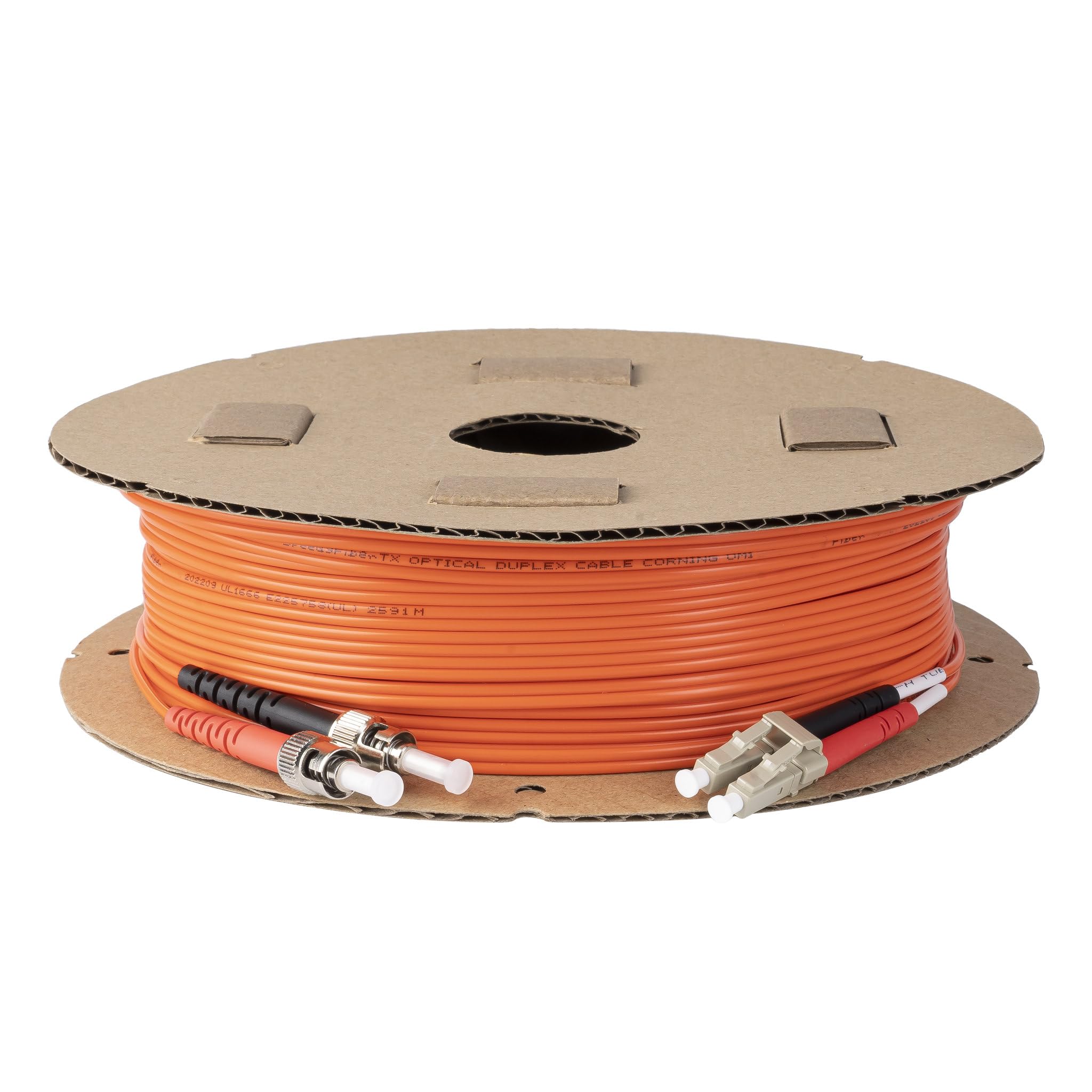 Câbles Fibre Optique ST-ST Multimode OM1 62.5/125um - Lot De 6 X 1m, Gaine Orange LSZH, Connecteurs Rouge/noir - Pour Réseau Données 1Gb/s