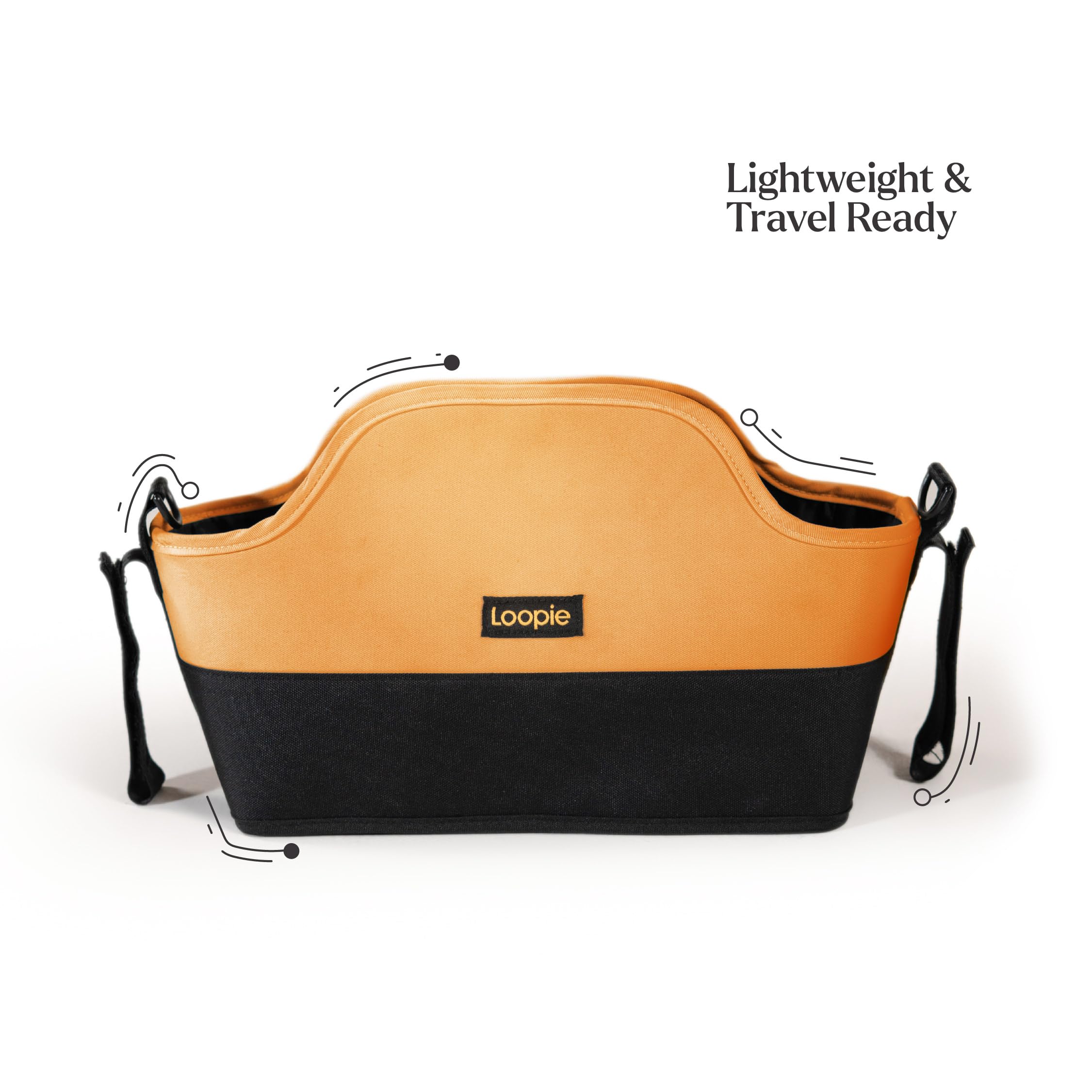 Loopie Organiser Bag Baby Stroller Organiser Bag | Caddy Bag | Universal Fit | Magnetic Closure | Orange 3