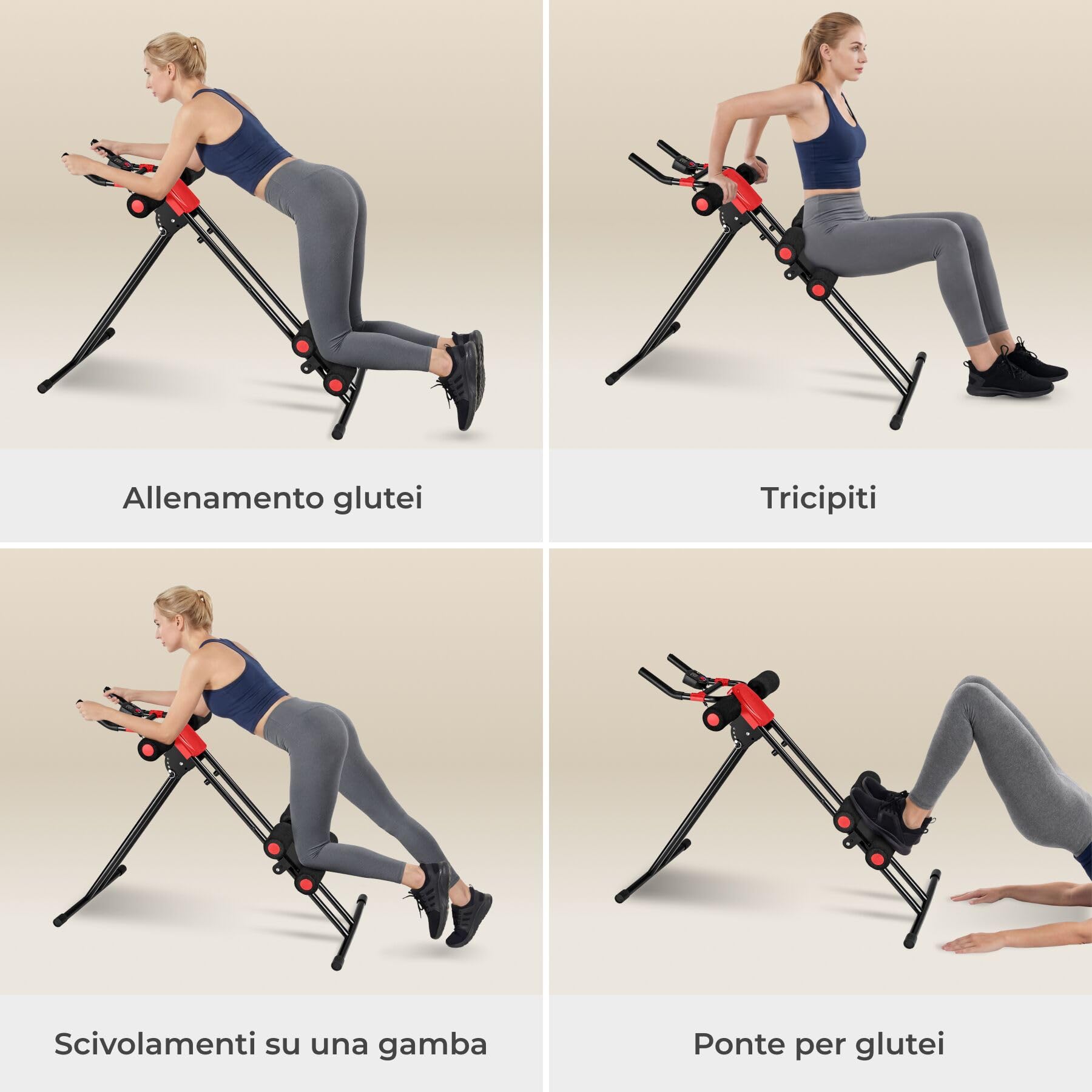 tectake® Attrezzo per Addominali Ripiegabile 100x54x92cm, Attrezzi Palestra Casa, Attrezzo Addominali Multifunzione e Salvaspazio per Palestra in Casa, Home Gym, Workout Abs, Allenamento Addome