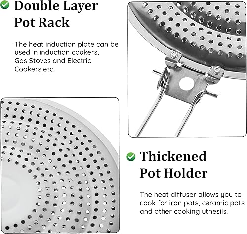 Miniatura 5 de Home-X Difusor de calor de acero inoxidable para estufa de gas y eléctrica, placa adaptadora de placa de inducción de distribución uniforme de calor