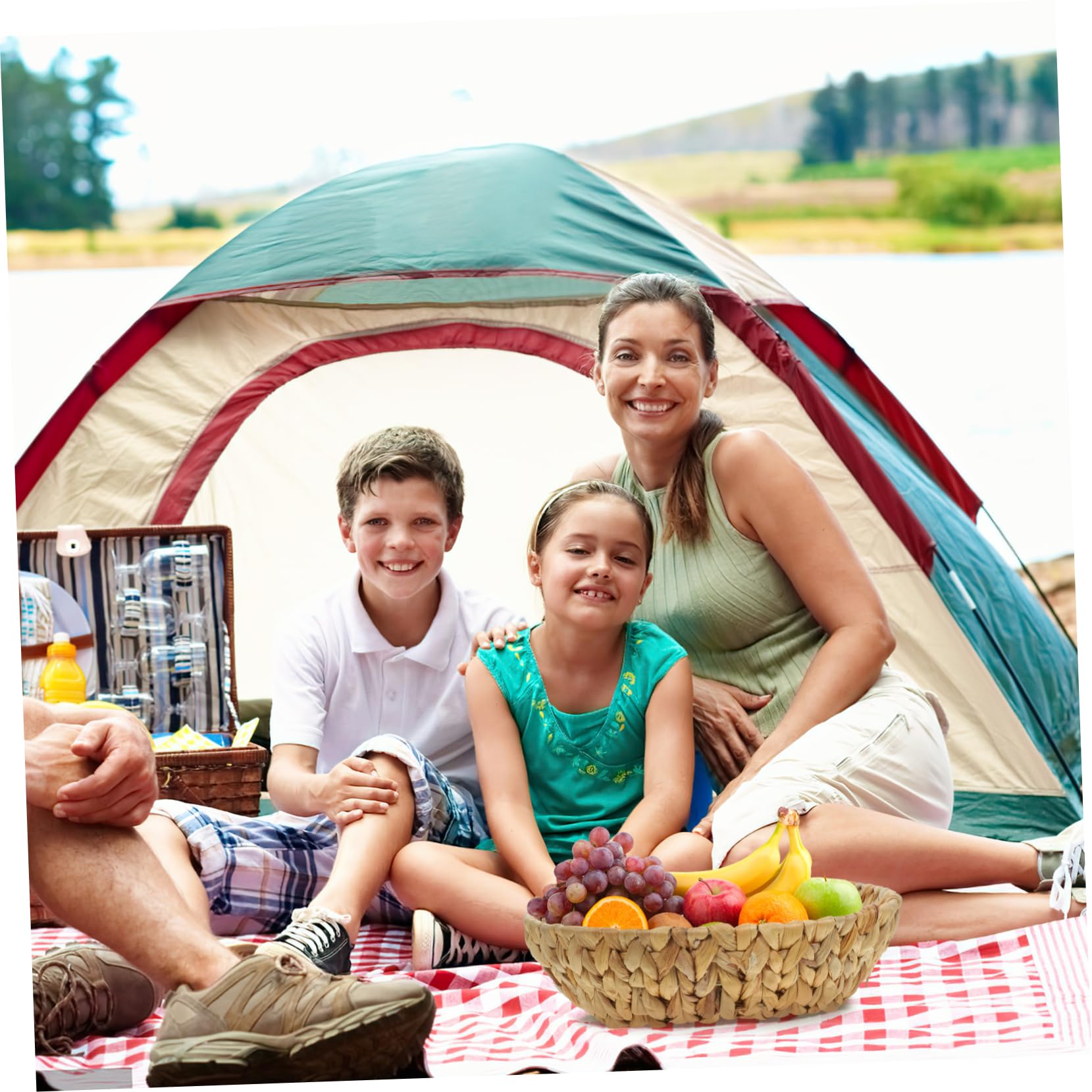 OKUMEYR Portable Woven Storage Basket Natural Container for Organizing Sundries Bread and More Capacity Basket for Home Office and Hotel Use