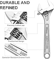 Vista 3 de MAXPOWER Juego de 3 llaves ajustables, 6 pulgadas, 8 pulgadas, 10 pulgadas, juego de llaves movibles ajustables con amplia capacidad de mandíbula