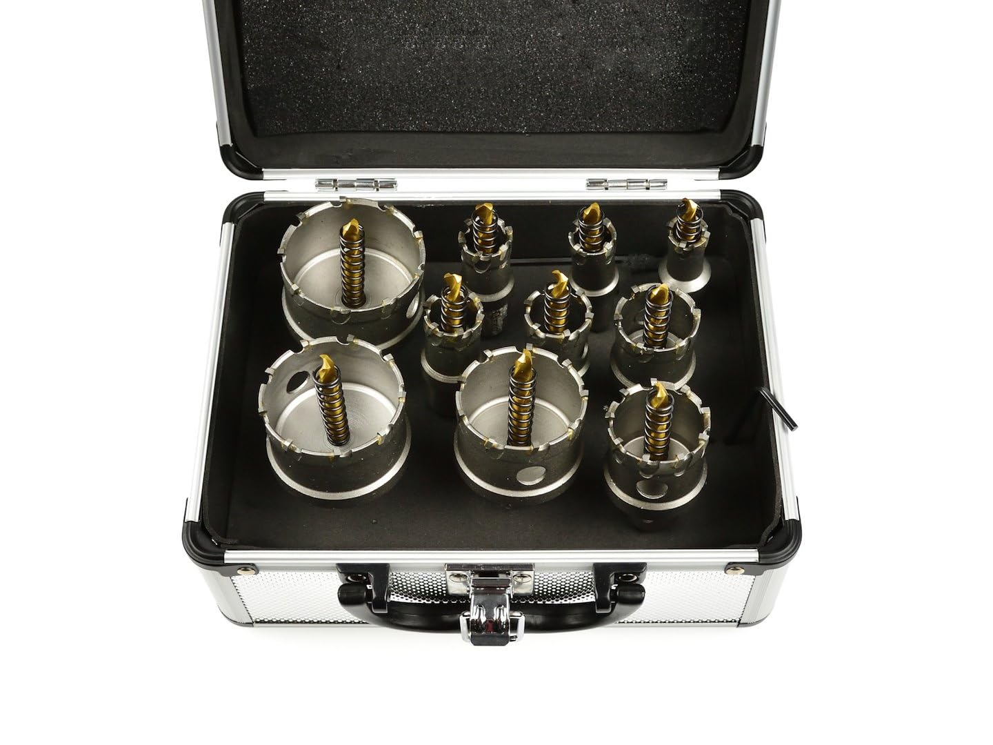 BSD Juego de 10 Sierras de Corona de Metal Duro con Broca de Titanio - Diámetros de 16 a 53mm, Precisión y Durabilidad Mejorada.