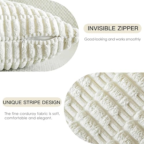 Miniatura 8 de OTOSTAR Paquete de 2 fundas de almohada decorativas de pana suave de 16 x 24 pulgadas, fundas de almohada bohemias a rayas, fundas de cojín lumbar,