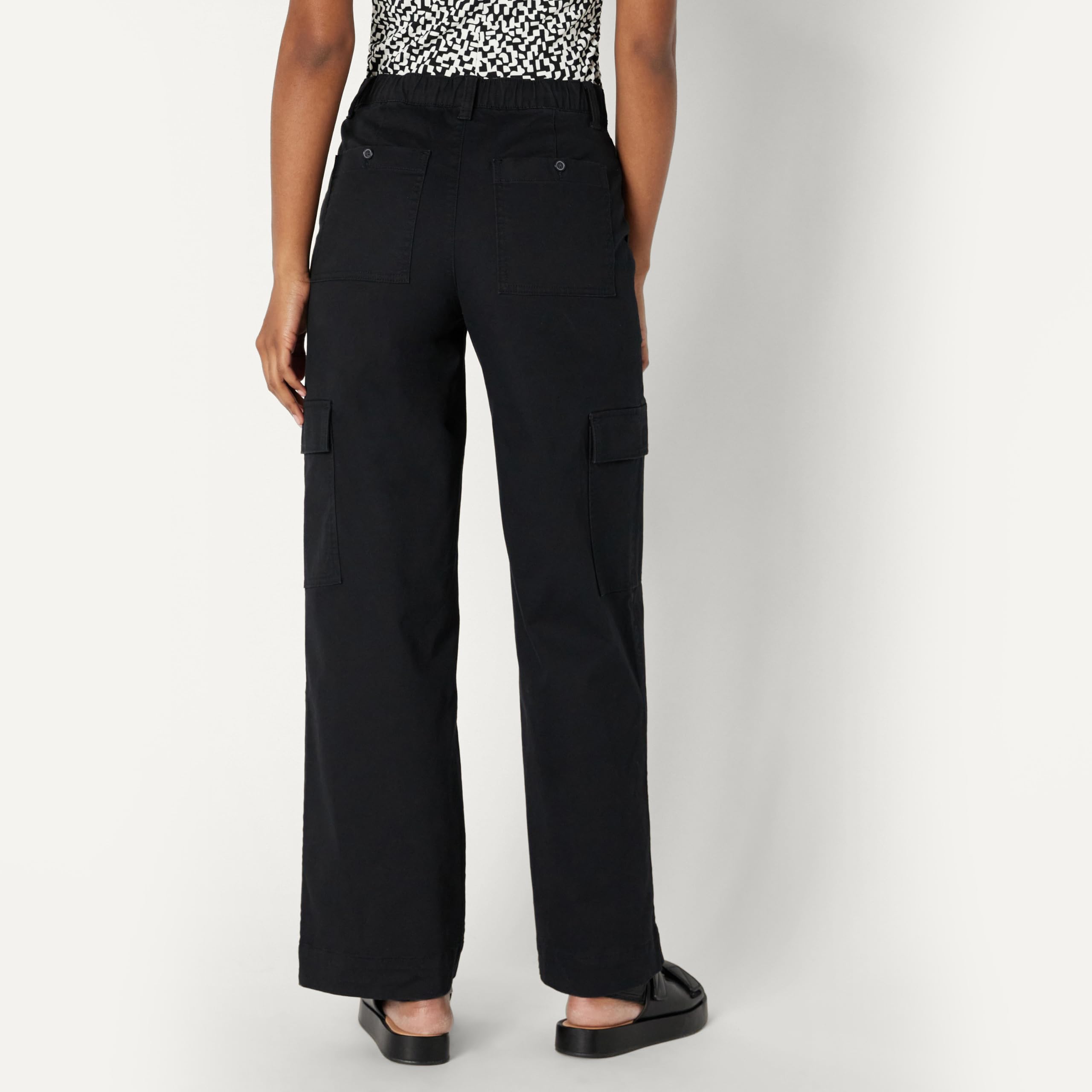 Amazon Essentials Mujer Pantalones Largos Cargo Caquis de Tiro Alto, Corte Holgado y Pernera Ancha