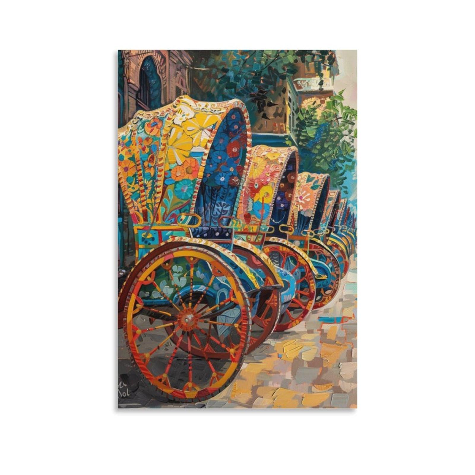 Wjwart Bangladesh Rickshaw Canvas Poster Wall Art Decor Print Picture Paintings For Living Room Bedroom Decoration 12X18inch(30X45cm)