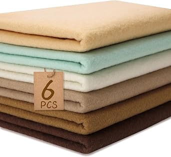 XSEINO 6 Rolls 12"x35" 1.4mm Thick Soft Felt Fabric Sheet 6 Assorted Rococo Series Colors Felt Pack for DIY Craft Sewing Squares Nonwoven Patchwork