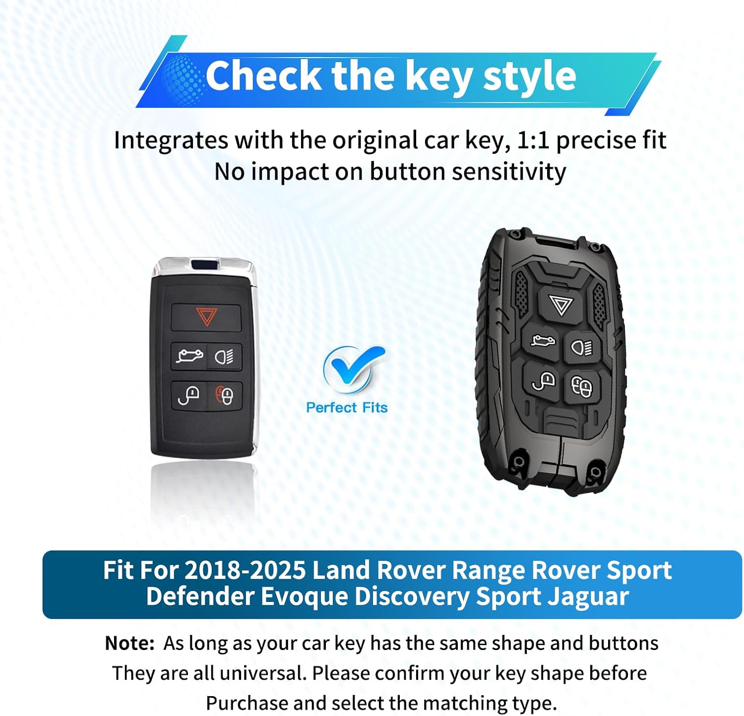 for Land Rover Key Fob Cover Keychain Compatible with 2018-2025 2026 Land Rover Range Rover Evoque Sport Velar Defender Discovery 5 Jaguar E I-PACE Accessories Key Case Protector, Model A