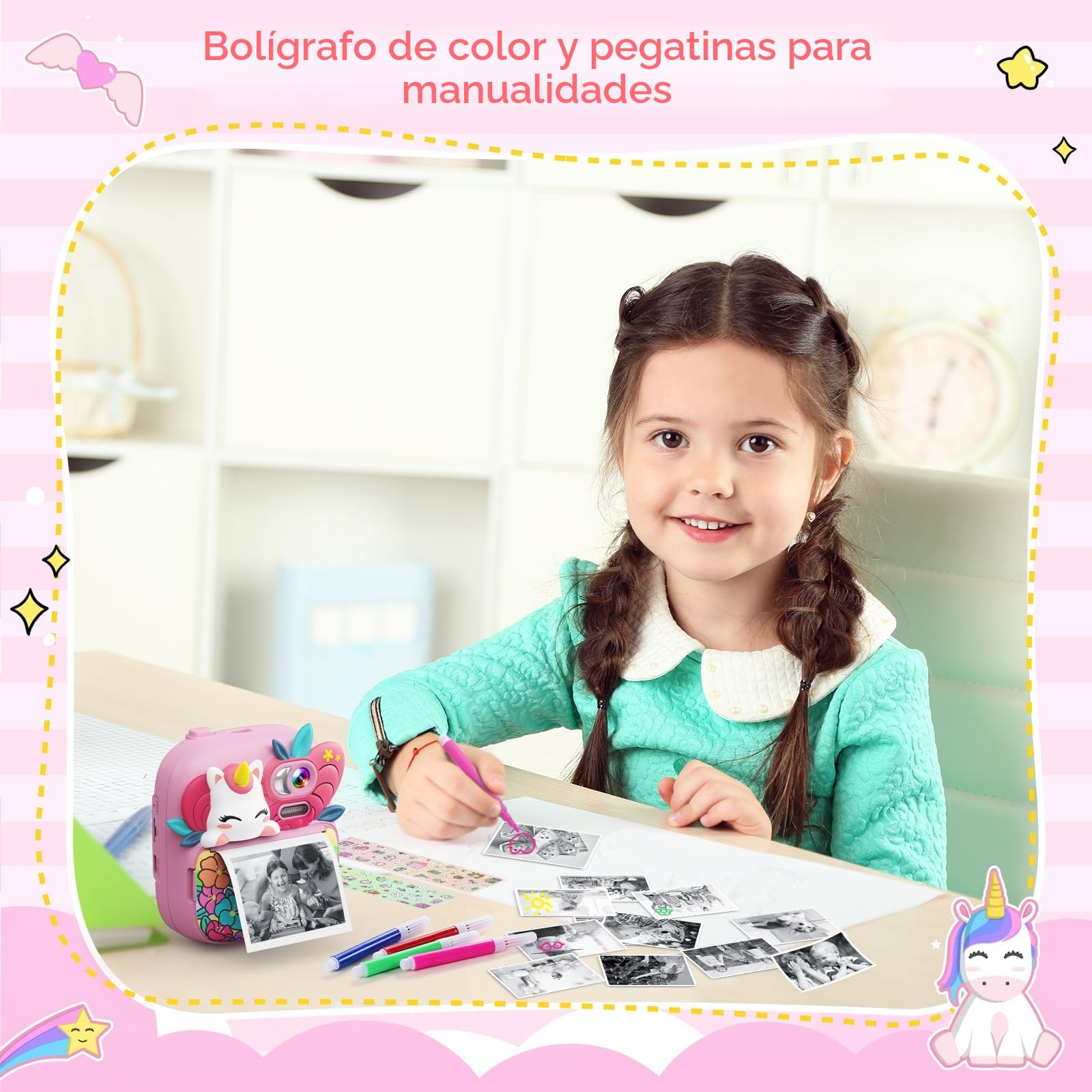 TIATUA Camara Fotos Infantil instantanea, 2,4" HD 1080P Cámara Instantánea para Niños con Tarjeta de 32G Bolígrafos de Colores y Papel de Impresión, Regalo para Niños de 3 a 12 años