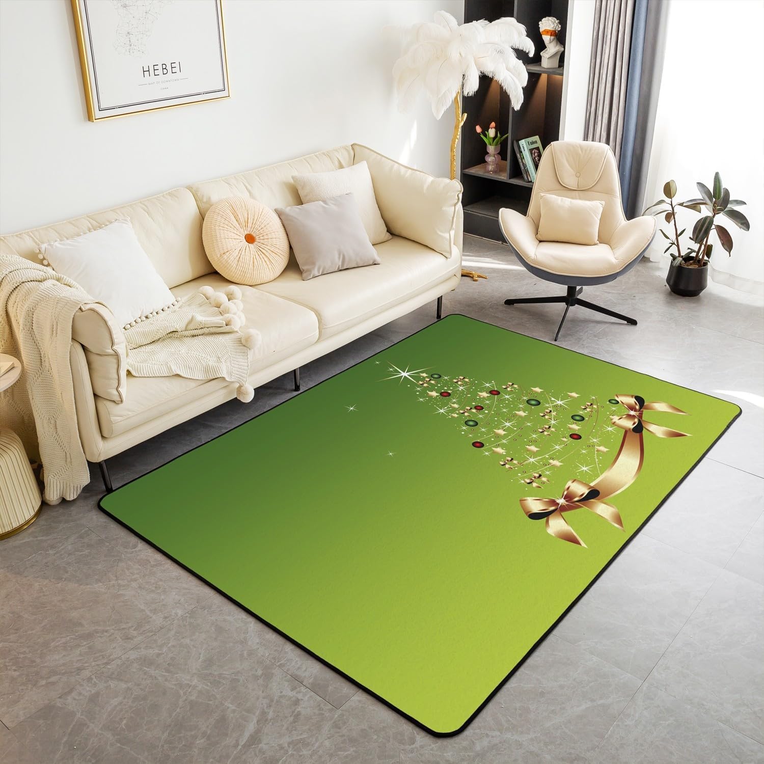 Tapis de salon 3D Noël 100x150 cm lavable et antidérapant