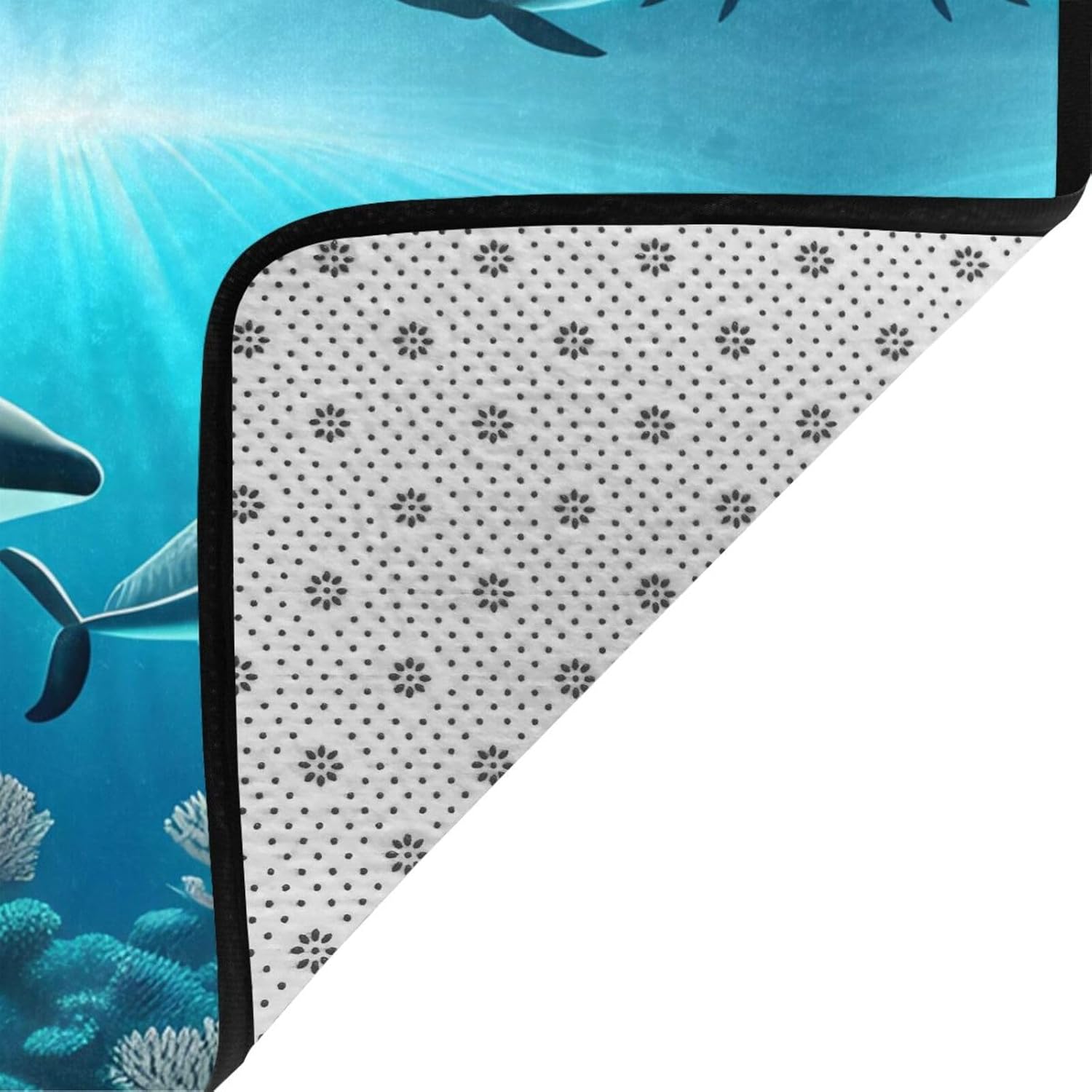 Whales Under The sea Printed Floor mat 80x58 inches, Non-Slip Decorative Carpet for Bedroom and Living Room