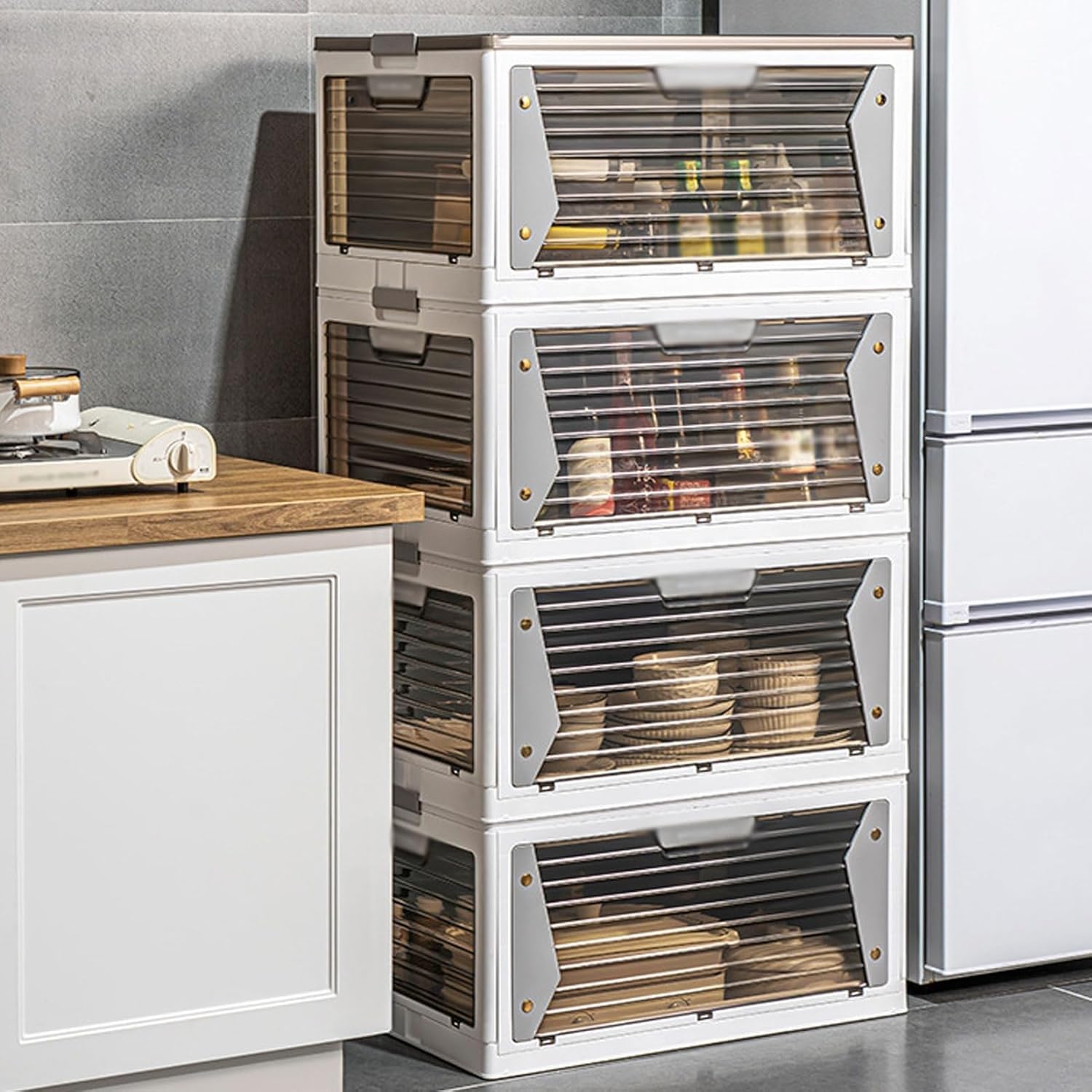Organisateurs en plastique polyvalents pour optimiser l'espace du dortoir ou de la cuisine