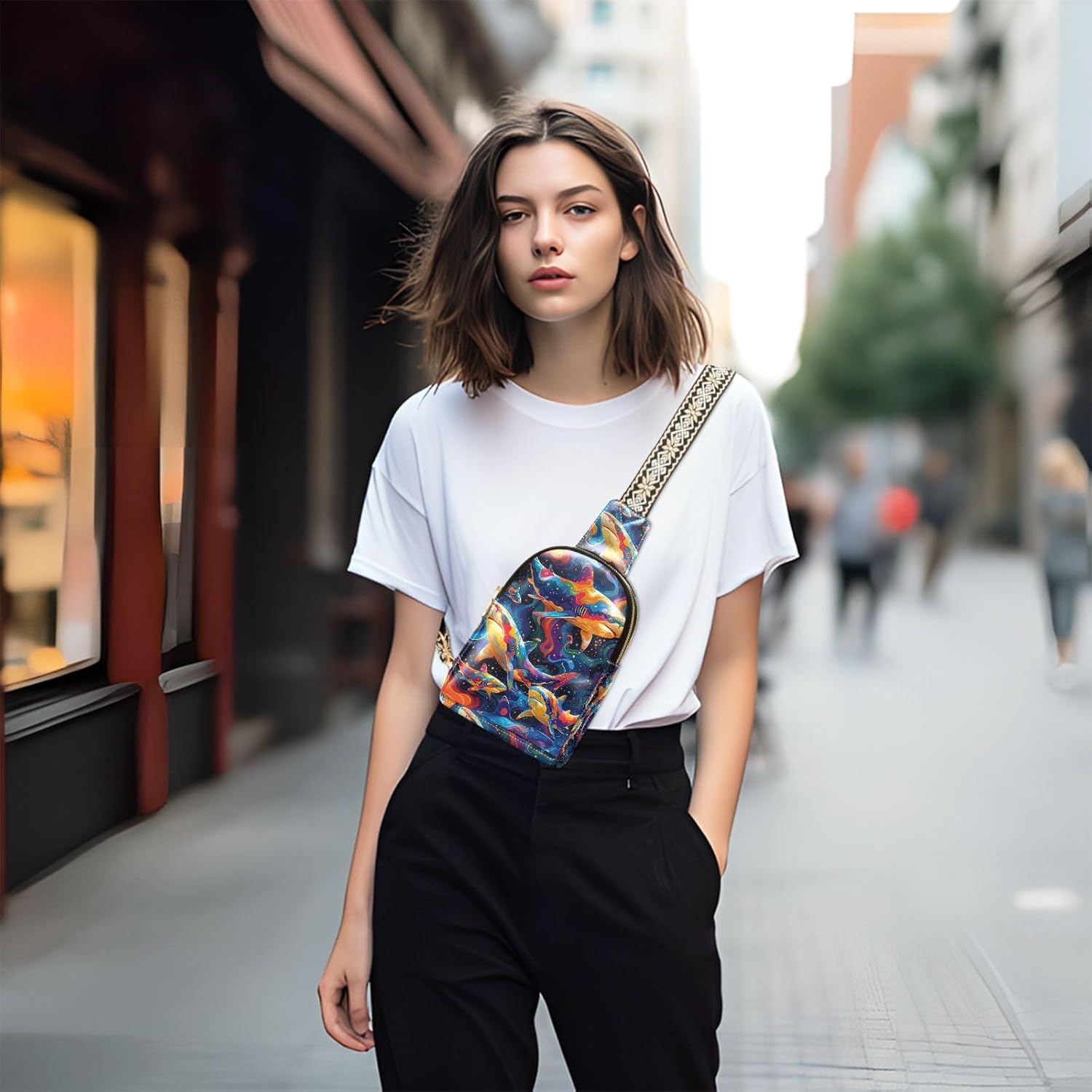 Printing Small Crossbody Sling Bags Chest Bag for Women Fanny Packs Purses