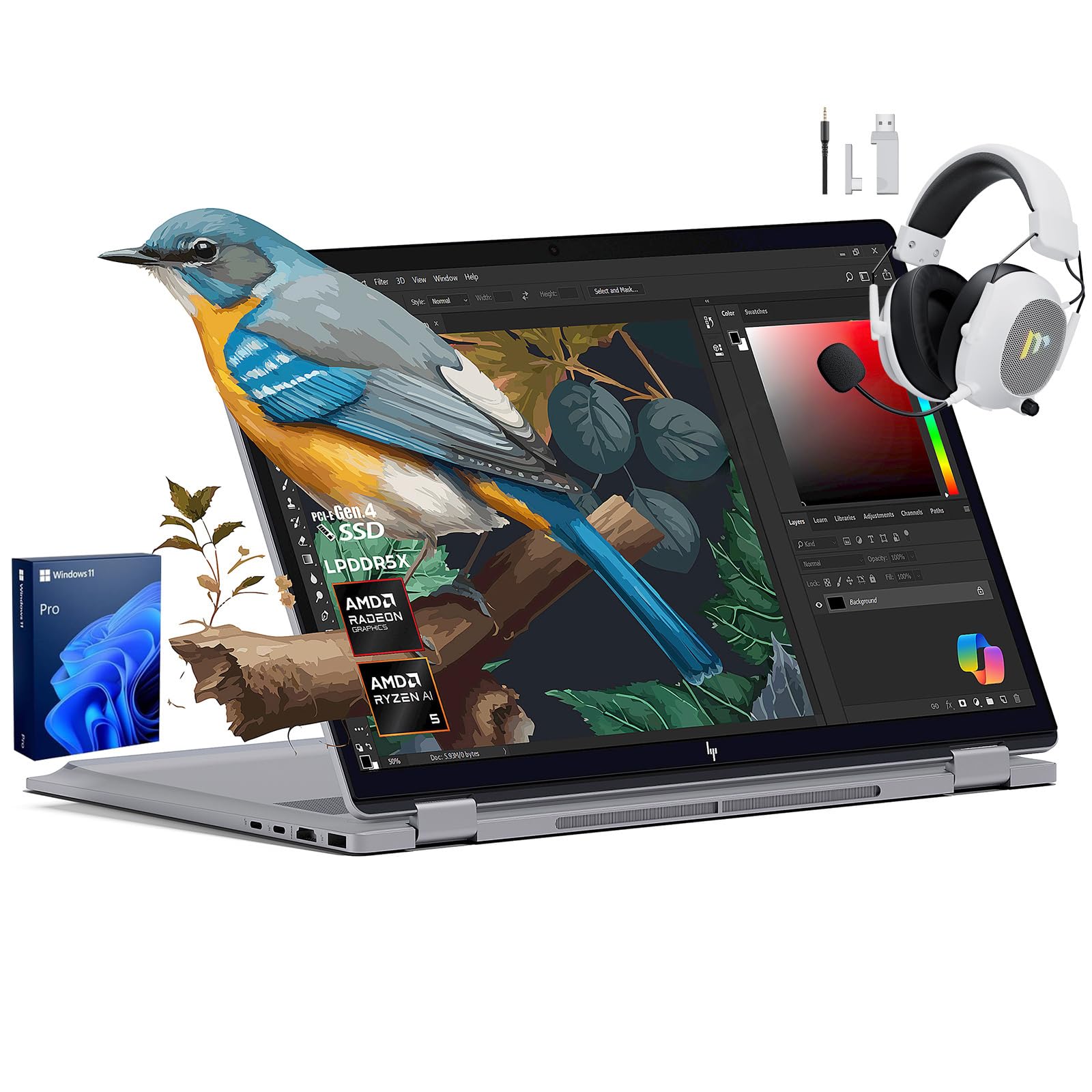 HP2025 New Envy x360 2-in-1 Laptop, OmniBook X Flip 16" Touchscreen 2K IPS Display, AMD Ryzen AI 5 340, 64GB LPDDR5X RAM, 1TB Gen 4 SSD, Copilot AI, WiFi 6E, w/Mytrix Accessory, Win 11 Pro