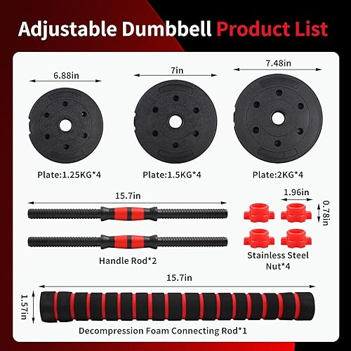 Miniatura 2 de Juego de mancuernas ajustables que no ruedan, juego de mancuernas hexagonales, juego de pesas libres para gimnasio en casa, 44 libras