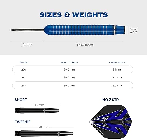 Miniatura 5 de Mako  Juego de dardos de latón electro con punta de acero con barril recto que incluye 6 vuelos estándar, 6 tallos, tarjeta de pago y estuche de