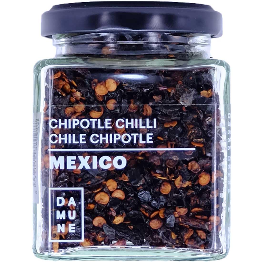DAMUNE Chiles en Escamas: Jalapeño Rojo Escamas - 80 g, Chipotle Escamas - 80 g, Habanero Red Savina Escamas - 50 g y Habanero Scoprion Trinidad Escamasn - 60 g