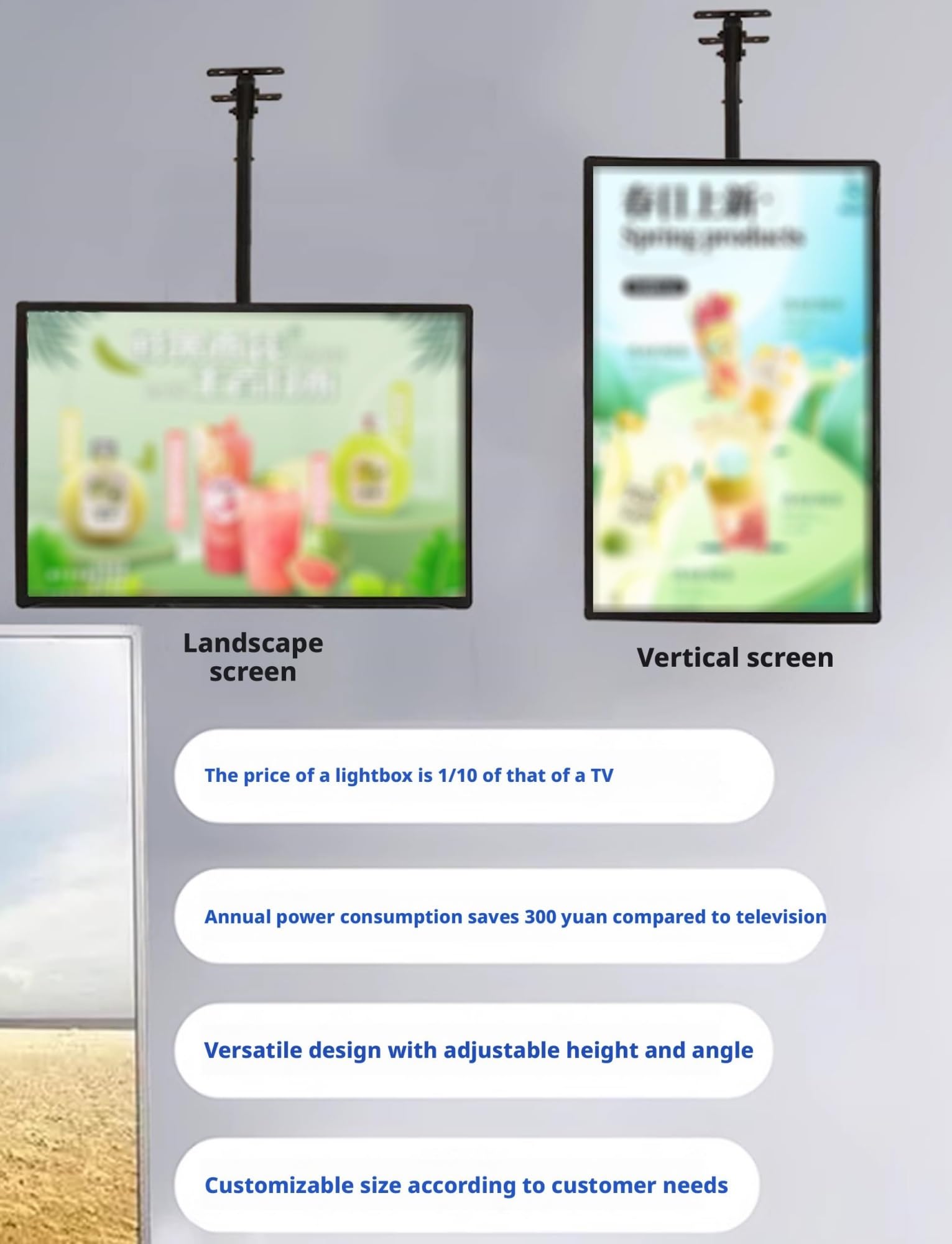 Marco de póster iluminado, caja de luz de pared para publicidad, tablero de menú retroiluminado para restaurantes, bares, tiendas, comida para llevar