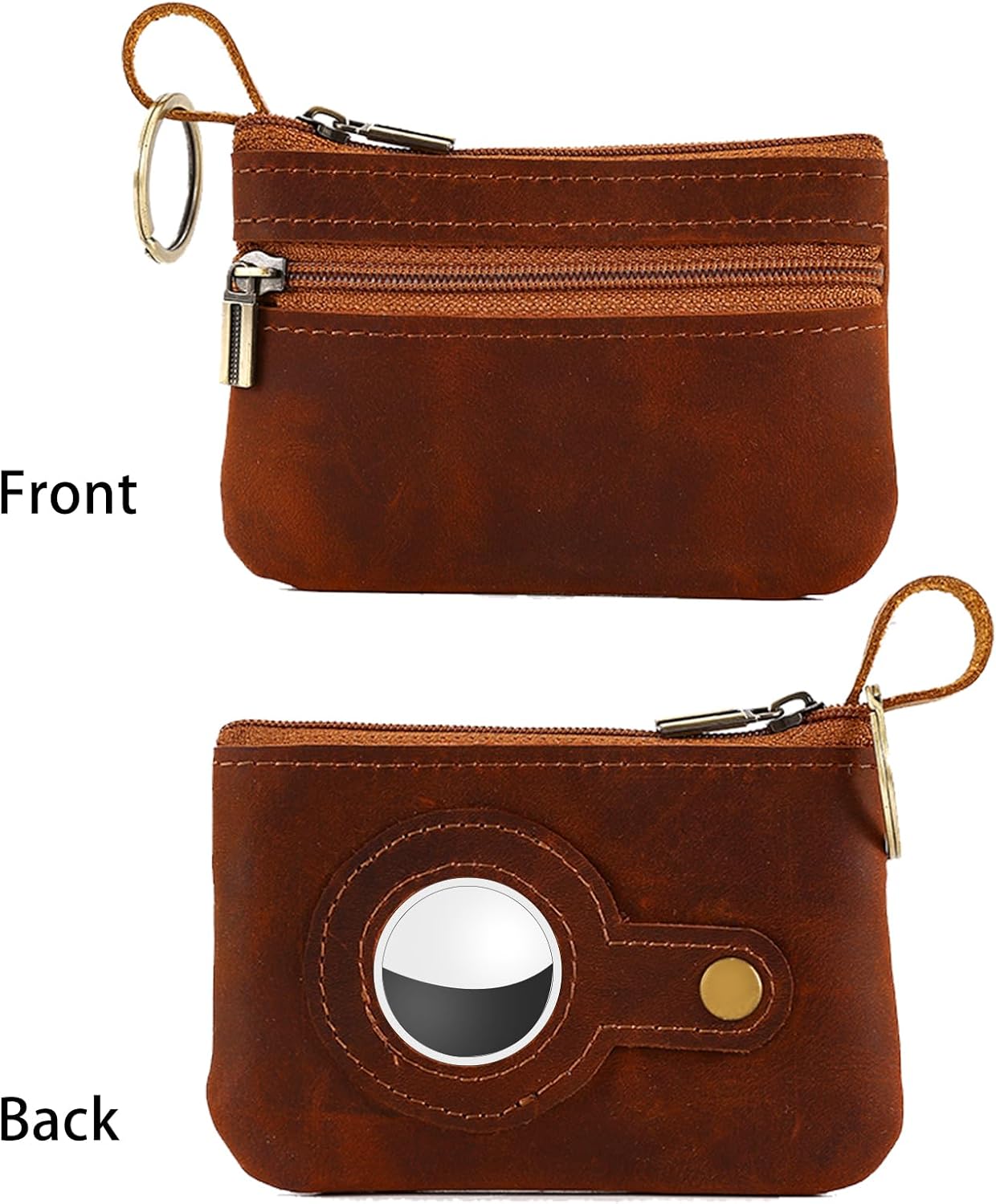 Leather Coin Purse Change Holder Pouch Pocket Wallet Mini Change Purse，Coin Pouch Holder for Men/Woman with Zipper Pouch Size 4.33 X 2.95, Vintage Brown (Pack of 1)