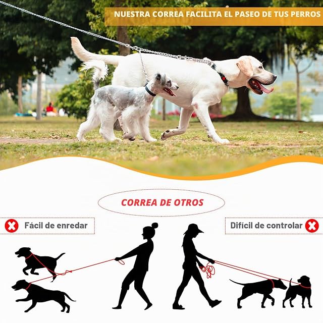 Foto 3 de 7 de HAPPY HACHI Doble Correa Metal para 2 Perros L: 4.0mm*70cm