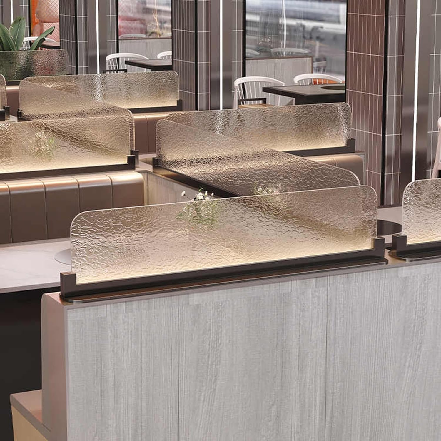 Glass Room Divider Office Partition Tempered Glass Panels Table Dividers Panels Partitions，Stylish Black Dining Room Divider with Semi-Transparent Glass Panel, Flat Profile, Ideal for Desks,