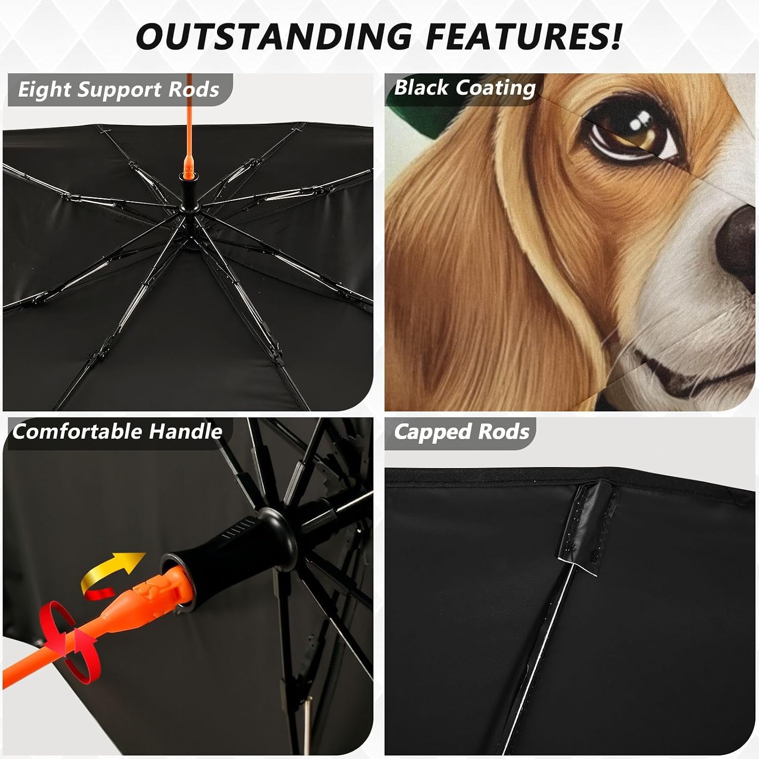 Windshield Sun Shade Umbrella Dog Comic Patricks Day – Black Coating Protector for Cars, SUV, Universal Fit 55” x 27.5”