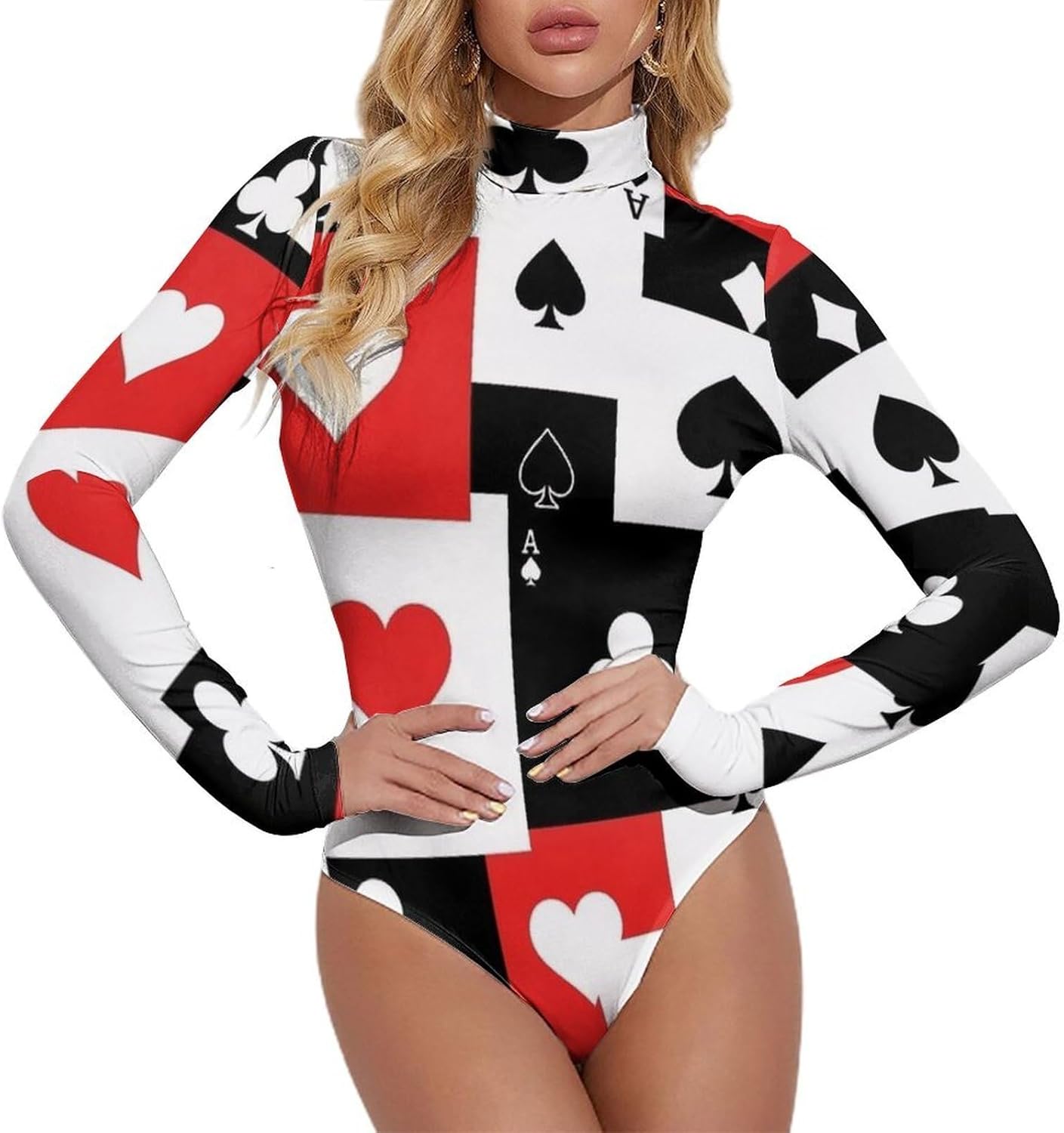 Women's Long Sleeve High Neck Bodysuit Sexy Body Suits Shirt Slim Fitted Tops