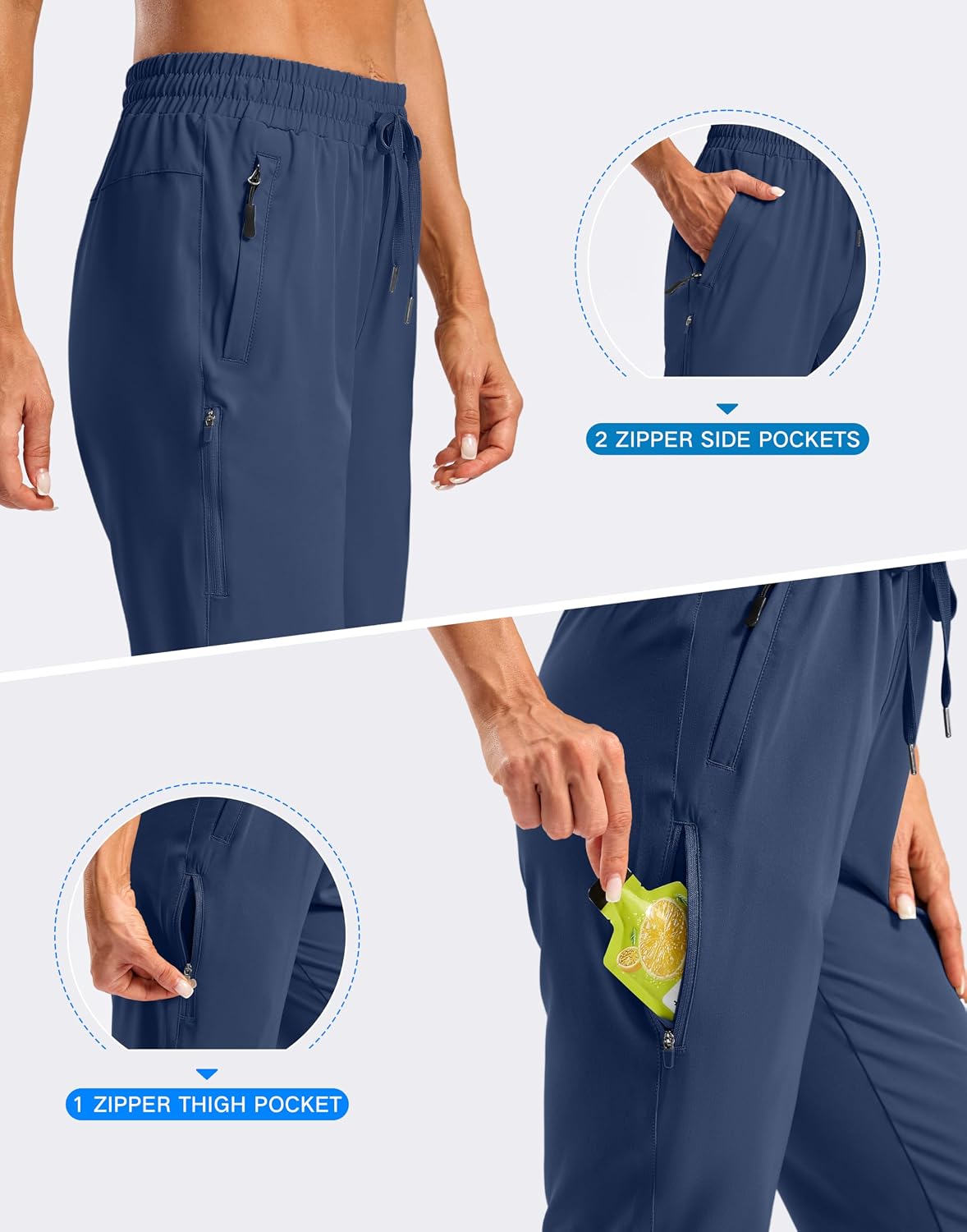 SANTINY Women's 13''/ 15"/ 17'' Long Hiking Shorts with Zipper Pockets Lightweight Quick Dry Below The Knee Capris for Women