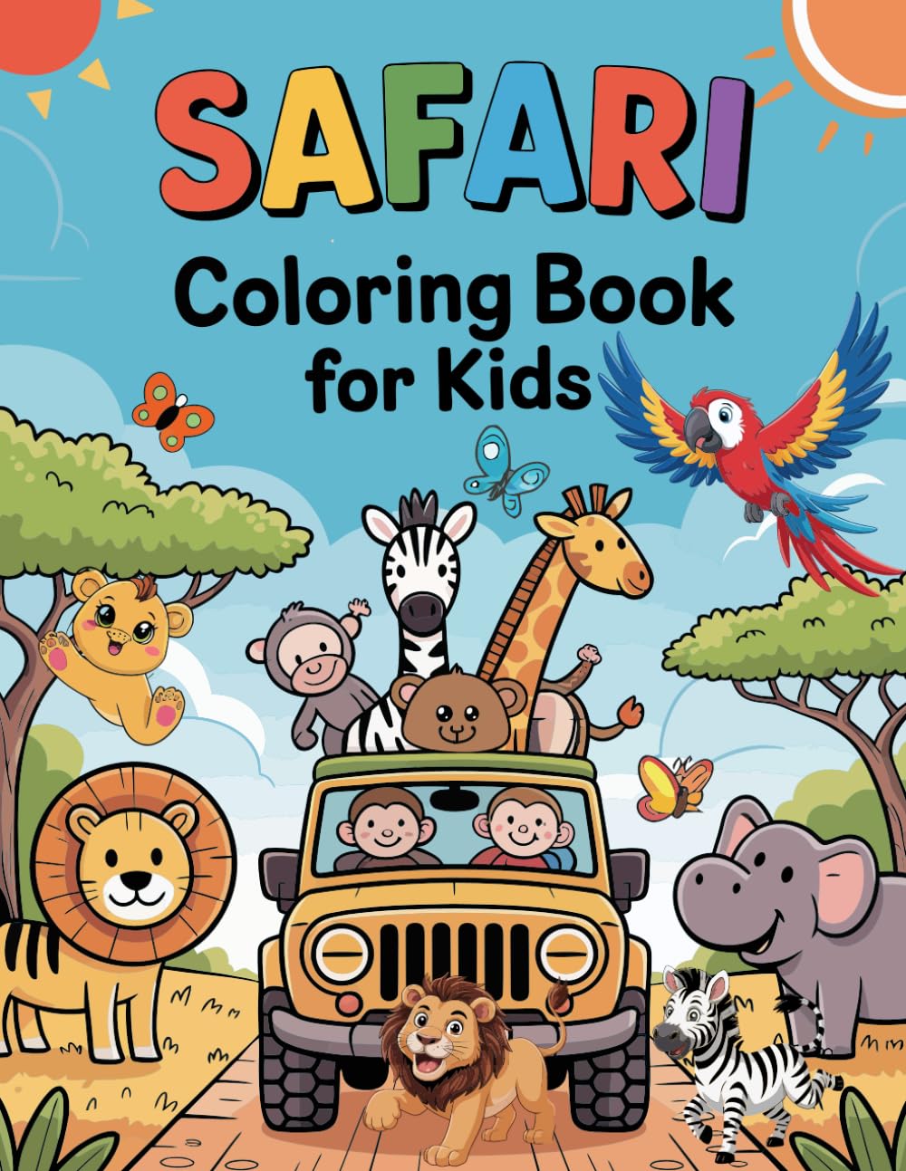 Safari Coloring Book for Kids: Safari Coloring Book with African Animals and Nature Scenes for Kids