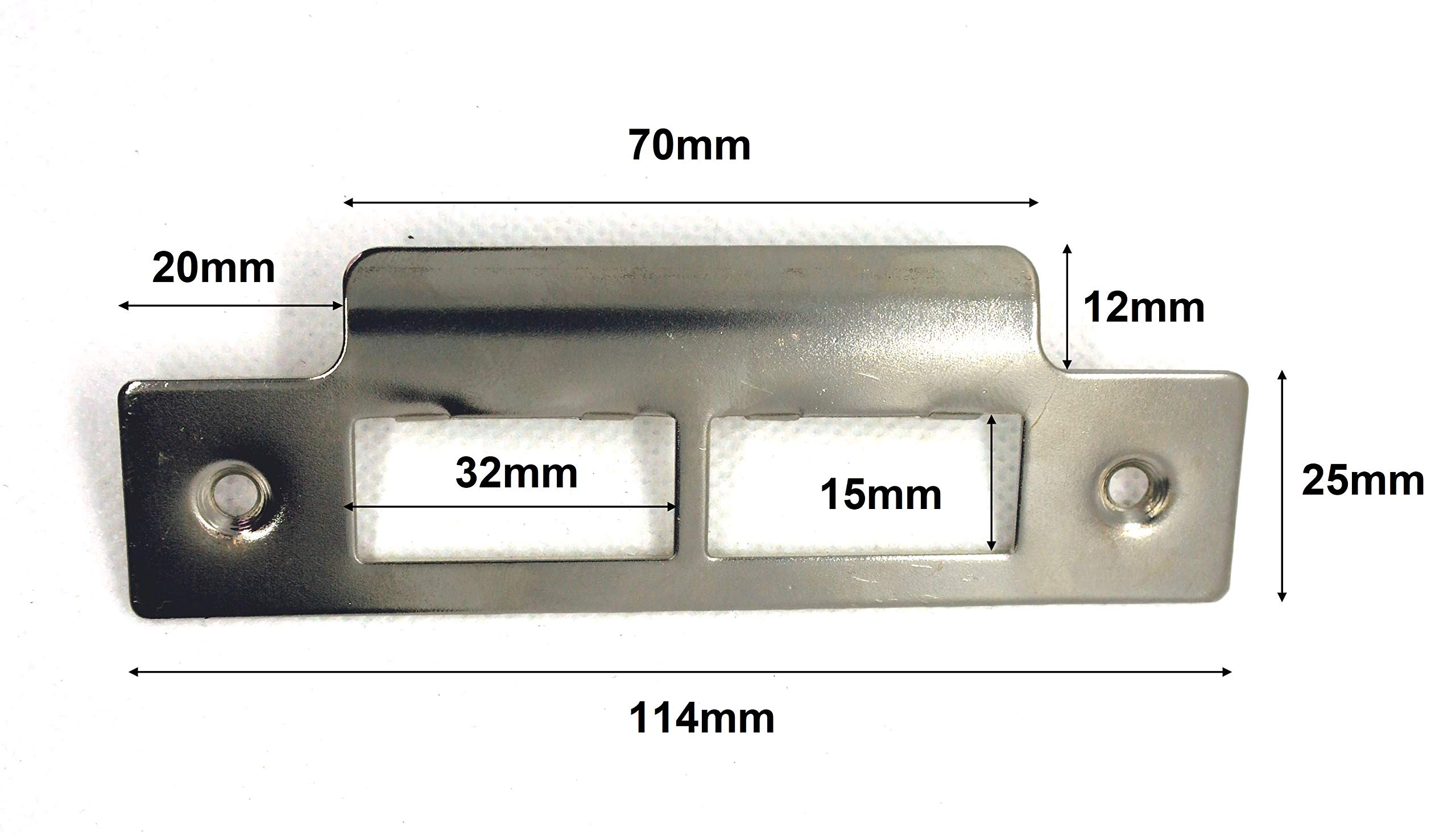 Strike Plate Chrome Double 114 Length for Mortise Lock or Tubular Latch (Double Chrome Strike Plate), Double Chrome Strilke Plate - Image 2