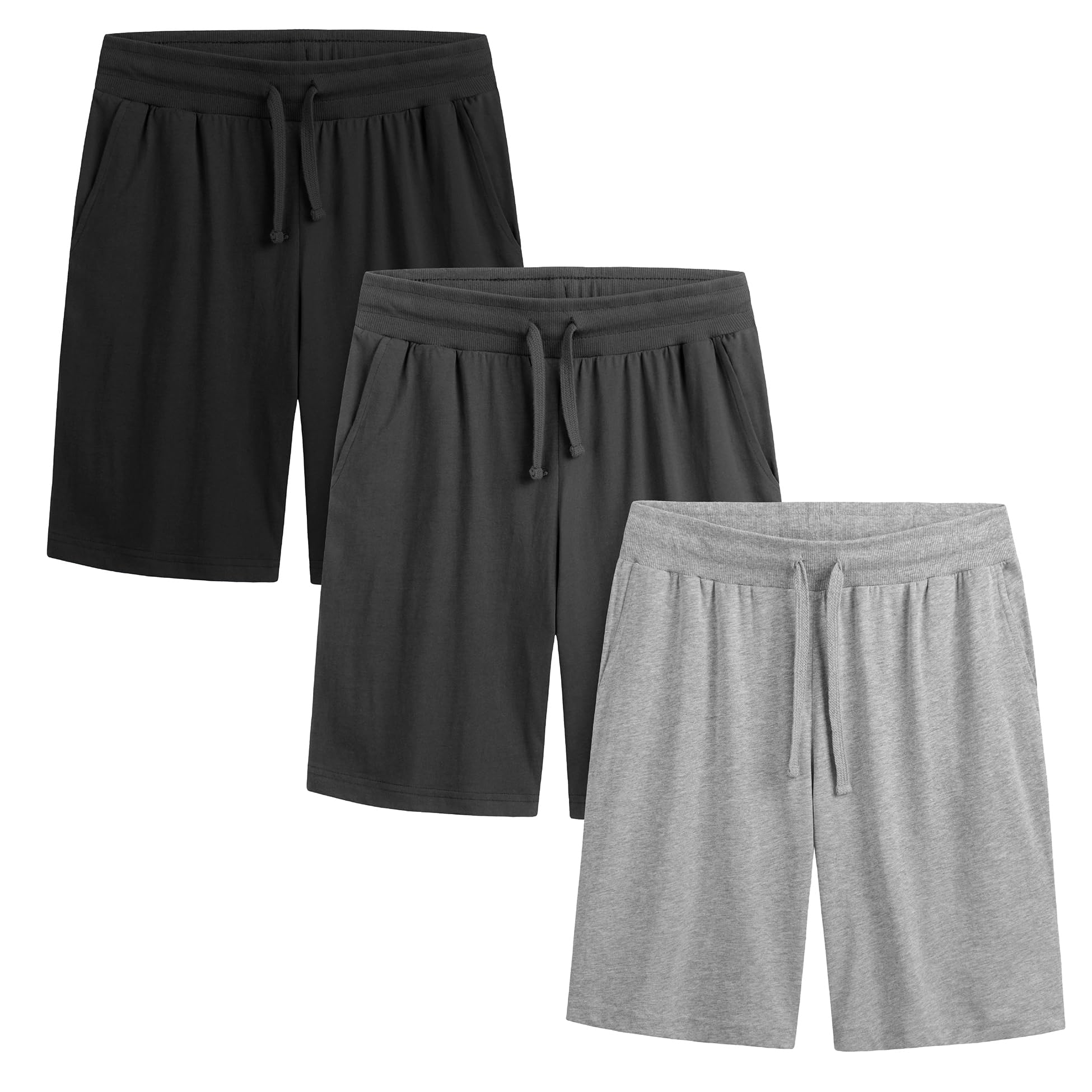 The Essentials Wardrobe Men’s Lounge Shorts 3 Pack 100% Cotton Jersey Soft Breathable Ni...