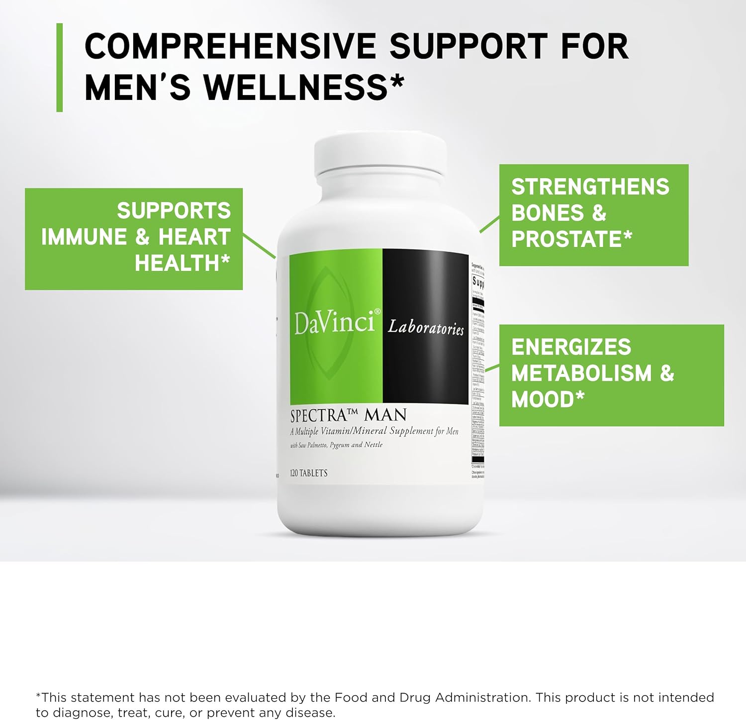 DAVINCI Labs Spectra Man - Dietary Supplement to Support Immune System Function and Men's Unique Needs - with Vitamins, Minerals, Amino Acids, Herbs, Digestive Enzymes and Fatty Acids - 120 Tablets