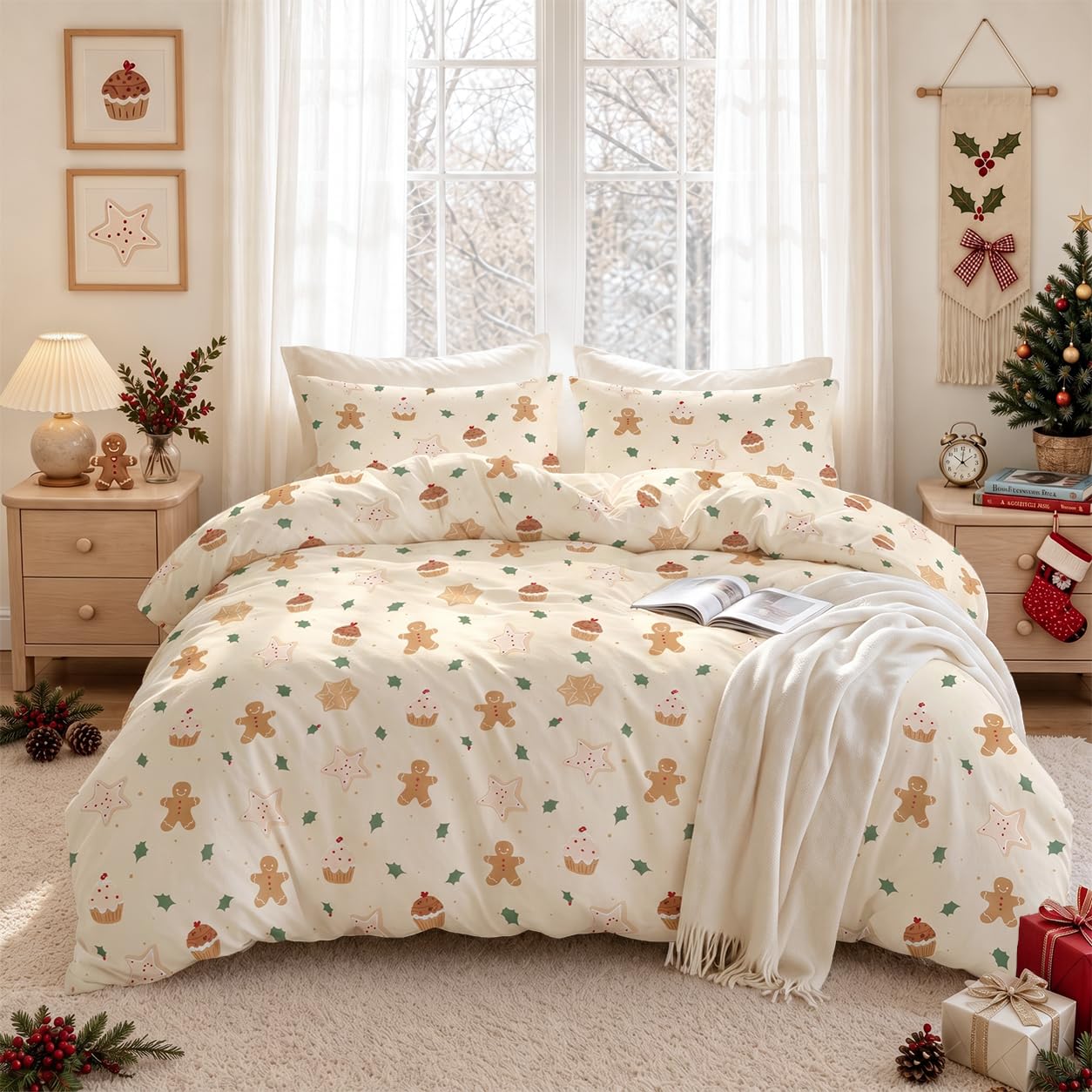 Floral Comforter Set Queen - Elegant Black Flower Bedding -13