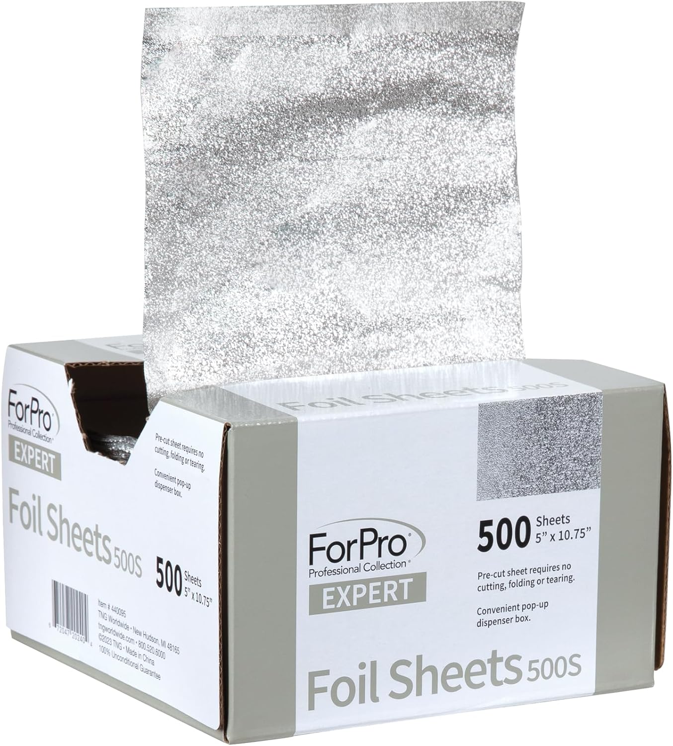 ForPro Professional Collection Expert Embossed Foil Sheets 500S, Aluminum Foil, Pop-Up Foil Dispenser, Hair Foils for Color Application and Highlighting Services, Food Safe, 5"W x 10.75"L, 500-Count - Image 2
