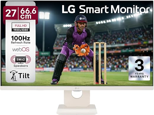 LG 27U511SA 68.58 cm (27 Inch) Full HD (1920x1080) IPS Smart Monitor with webOS, 100Hz, Wi-Fi, Bluetooth, Miracast, AirPla...