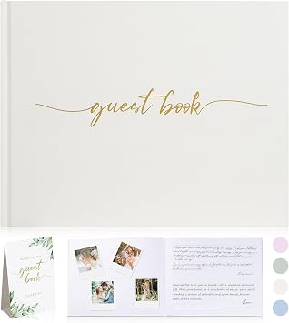 1DOT2 Linen Wedding Guest Book, Beige, No Year