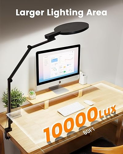 Miniatura 5 de Lámpara de escritorio con abrazadera, lámpara de escritorio de oficina para el cuidado de los ojos con puertos de carga USB, 1200LM 5 temperaturas